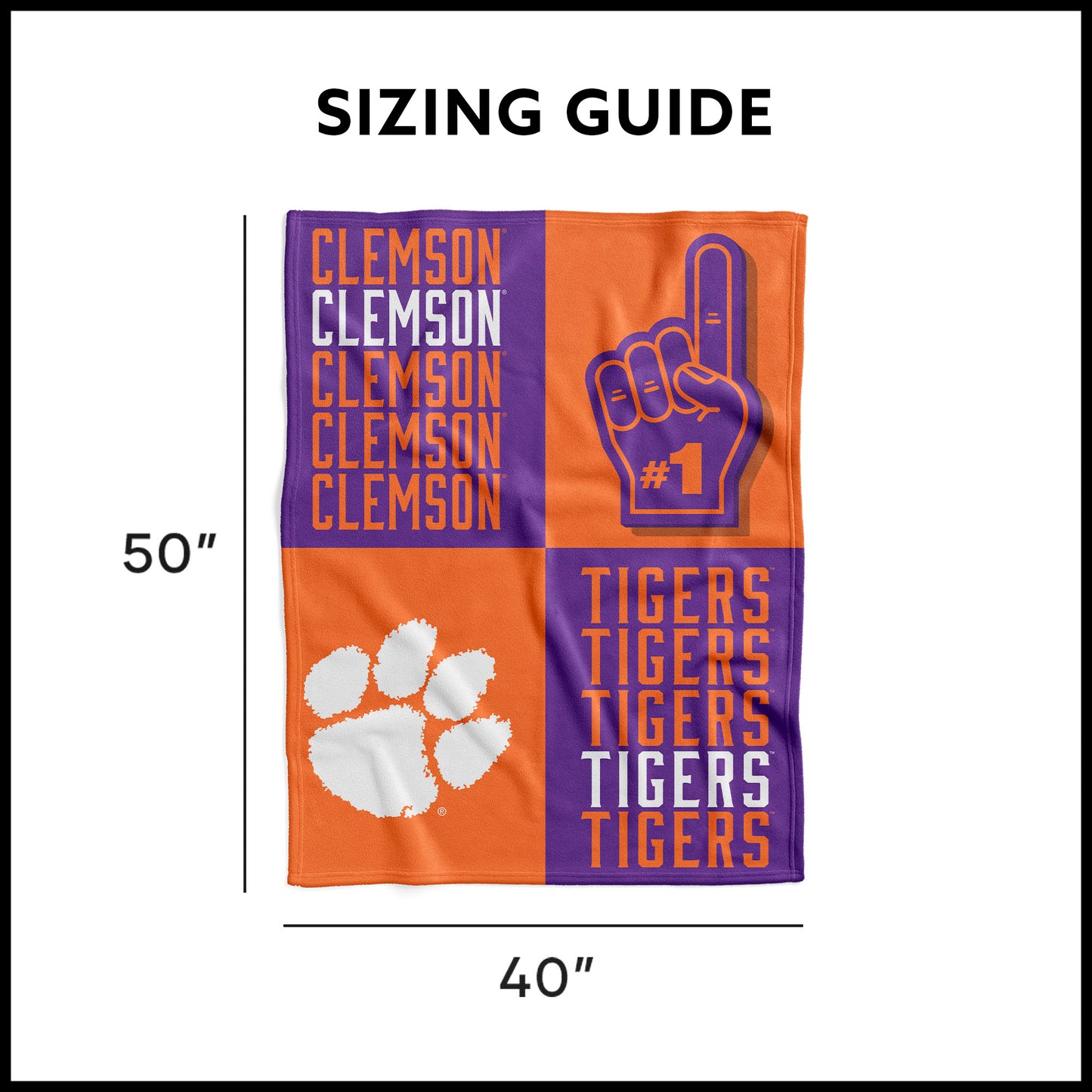 Clemson Tigers Swaddle Blanket Dimensions