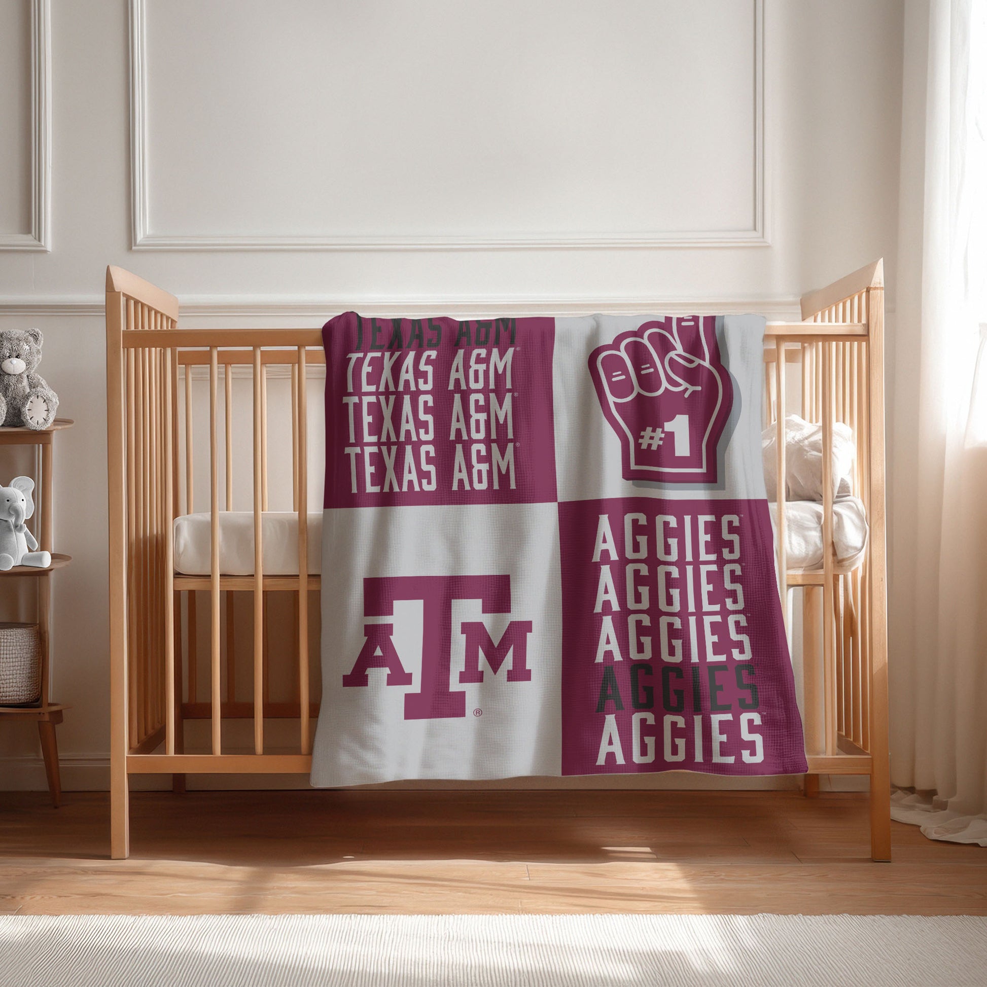 Texas A&M Aggies Swaddle Blanket Lifestyle