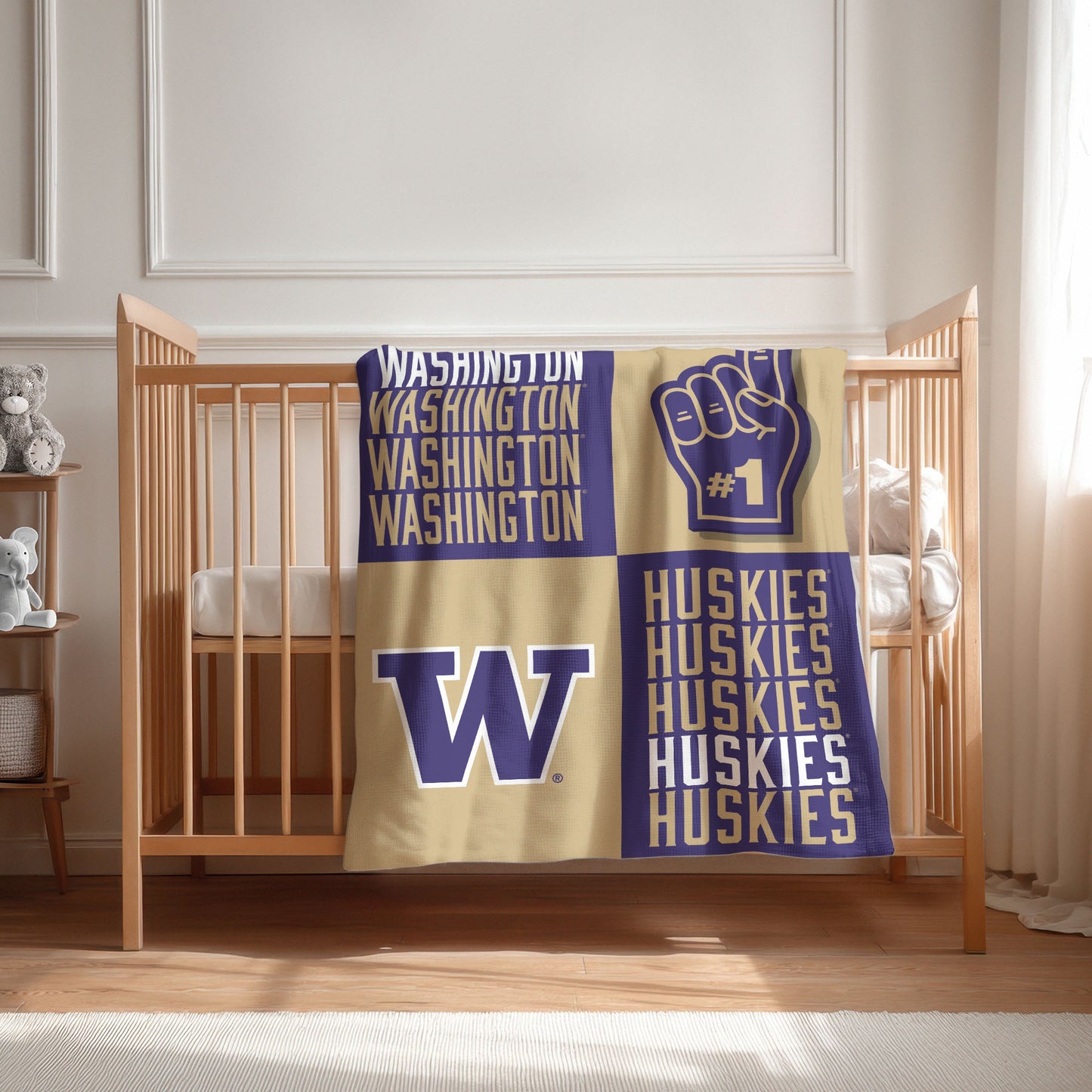 Washington Huskies Swaddle Blanket Lifestyle