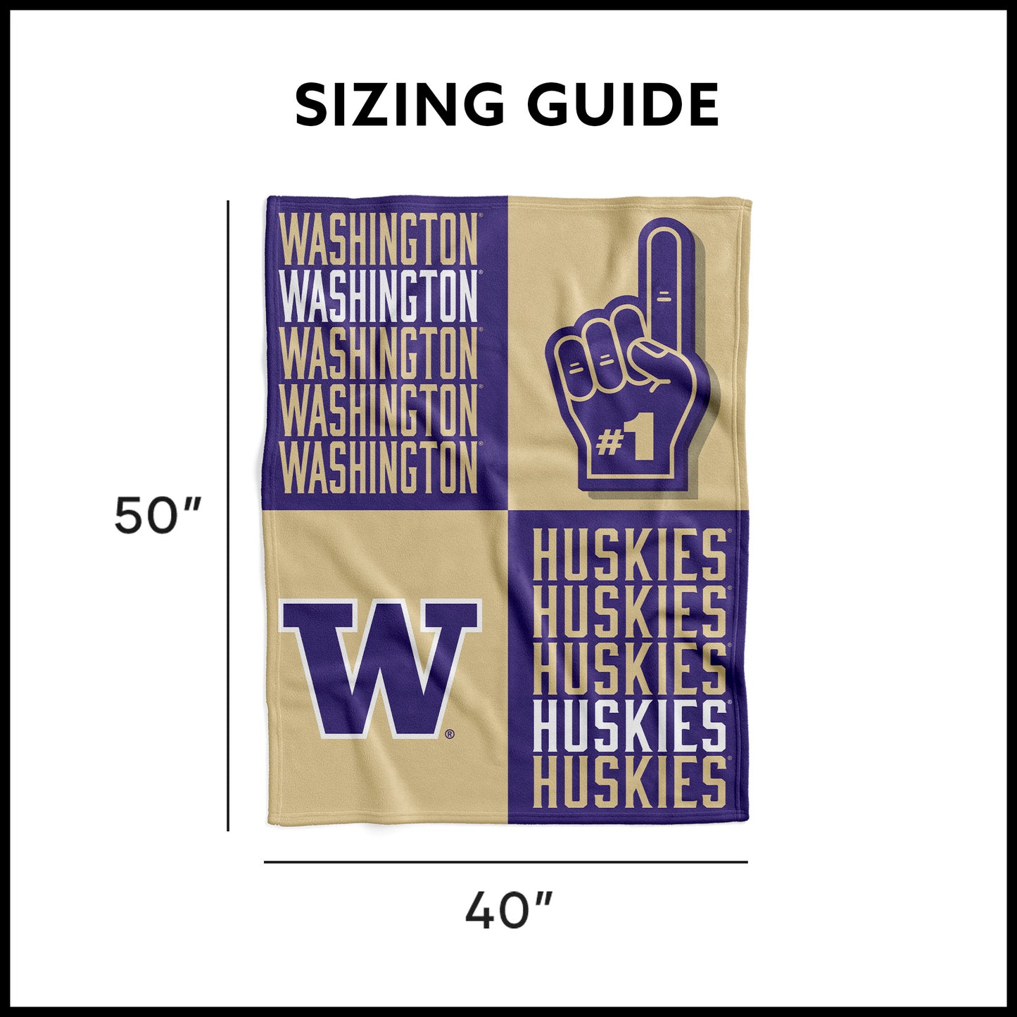 Washington Huskies Swaddle Blanket Dimensions