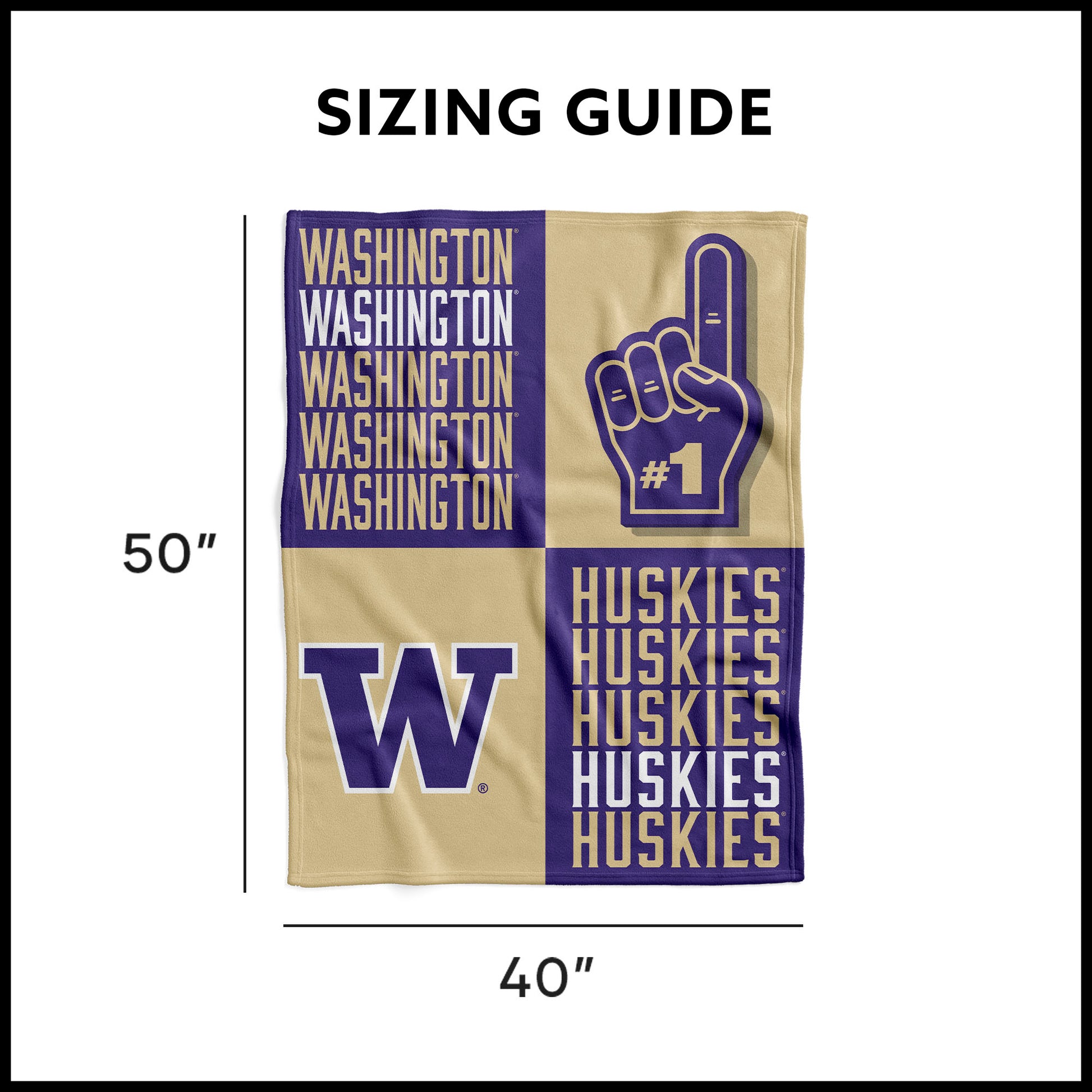 Washington Huskies Swaddle Blanket Dimensions
