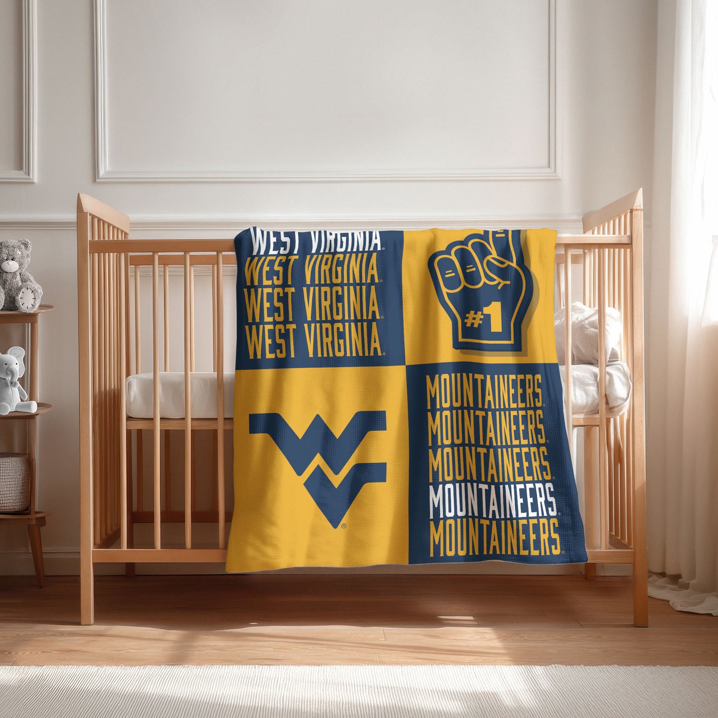 West Virginia Mountaineers Swaddle Blanket Lifestyle