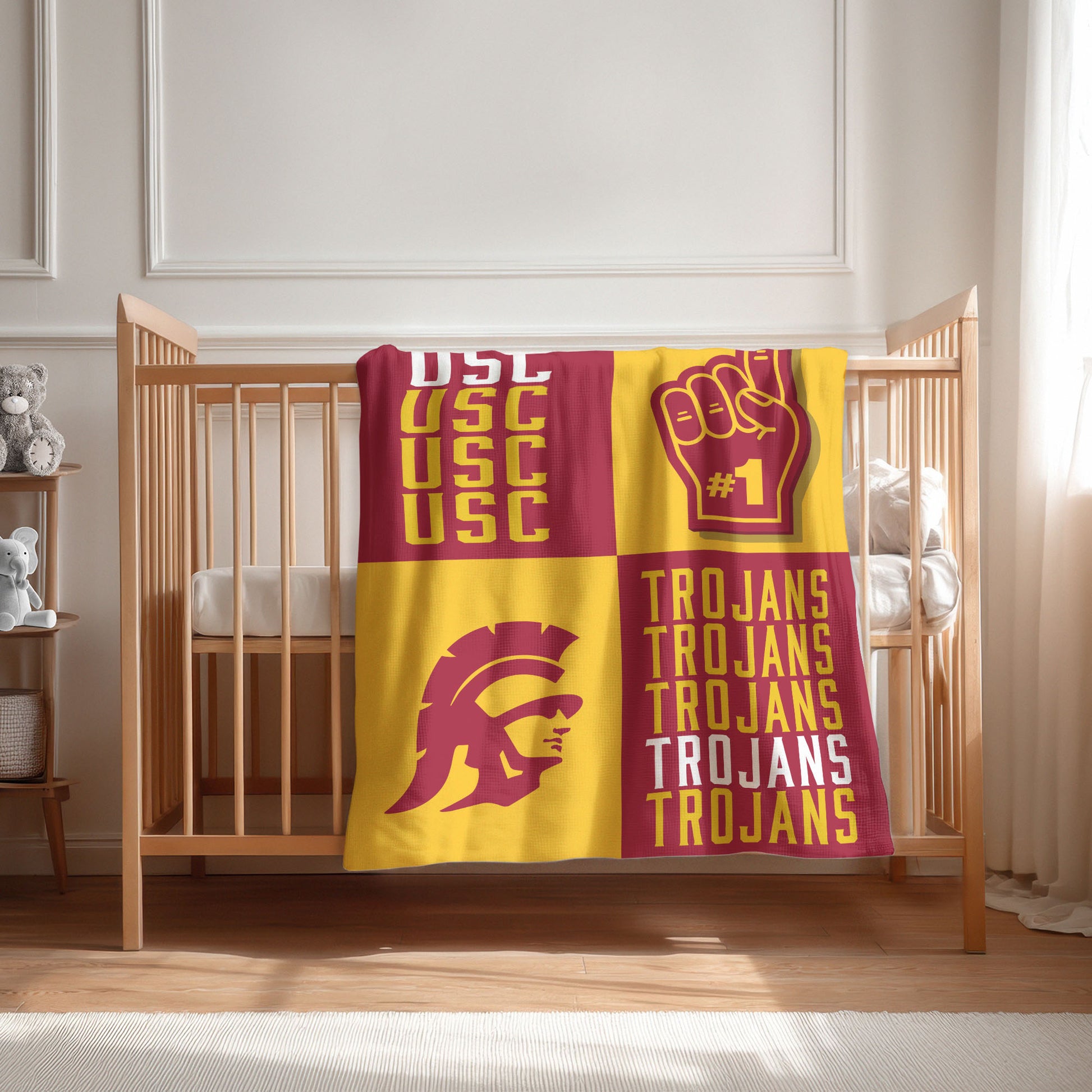 USC Trojans Swaddle Blanket Lifestyle