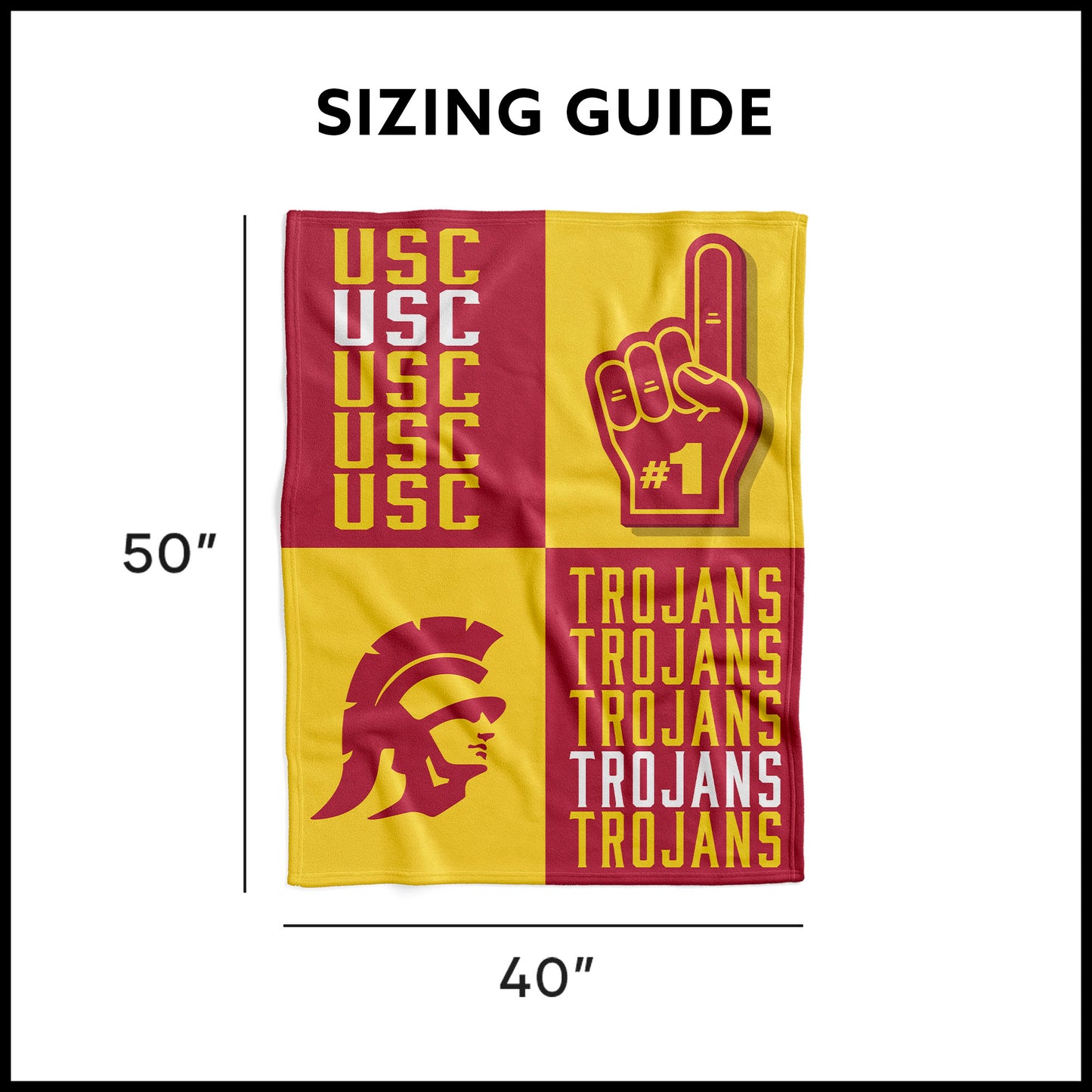 USC Trojans Swaddle Blanket Dimensions