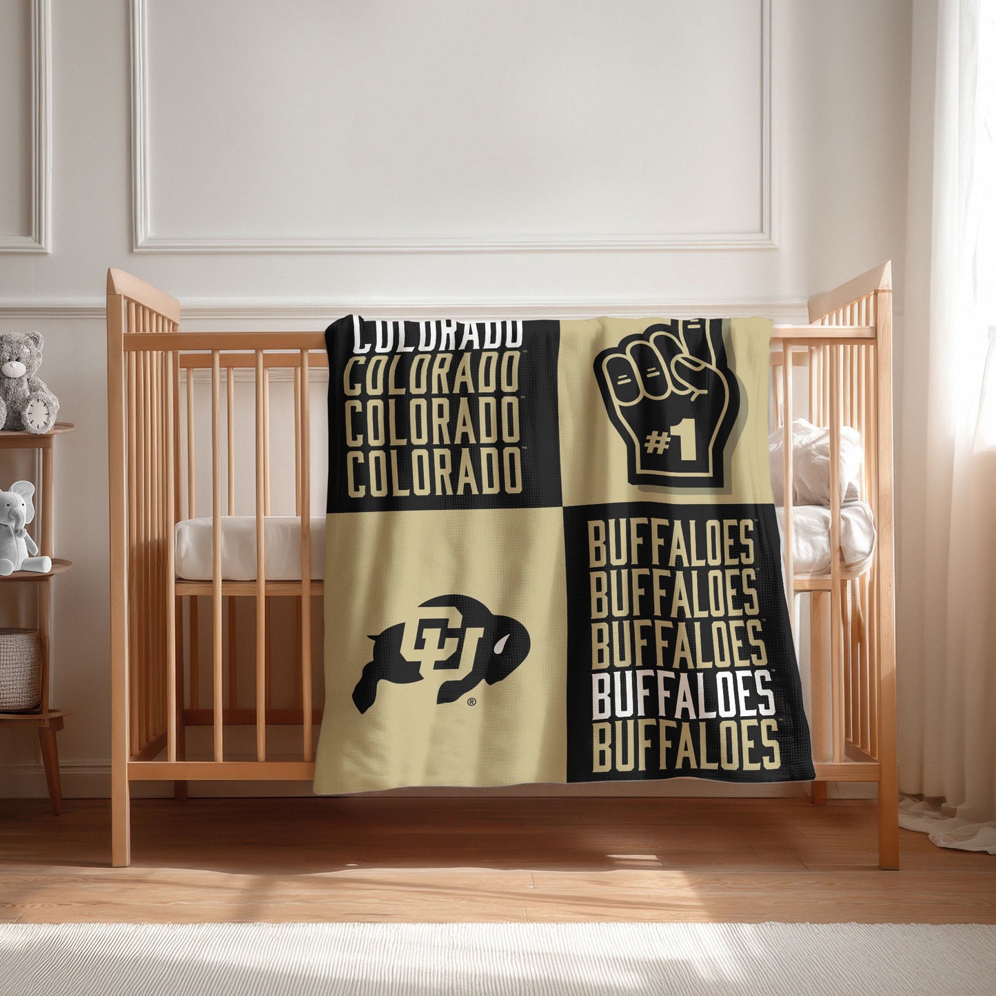 Colorado Buffaloes Swaddle Blanket Lifestyle
