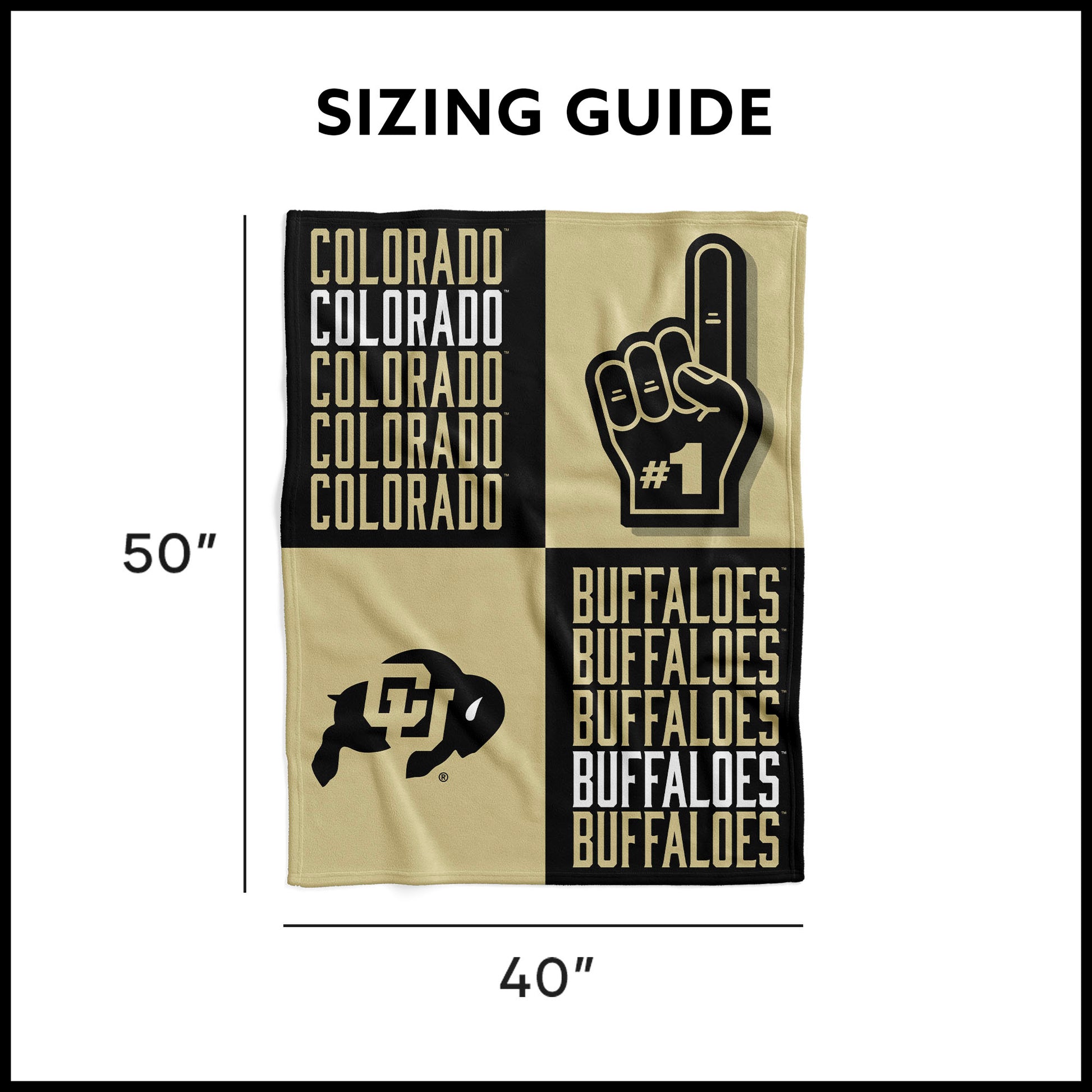 Colorado Buffaloes Swaddle Blanket Dimensions
