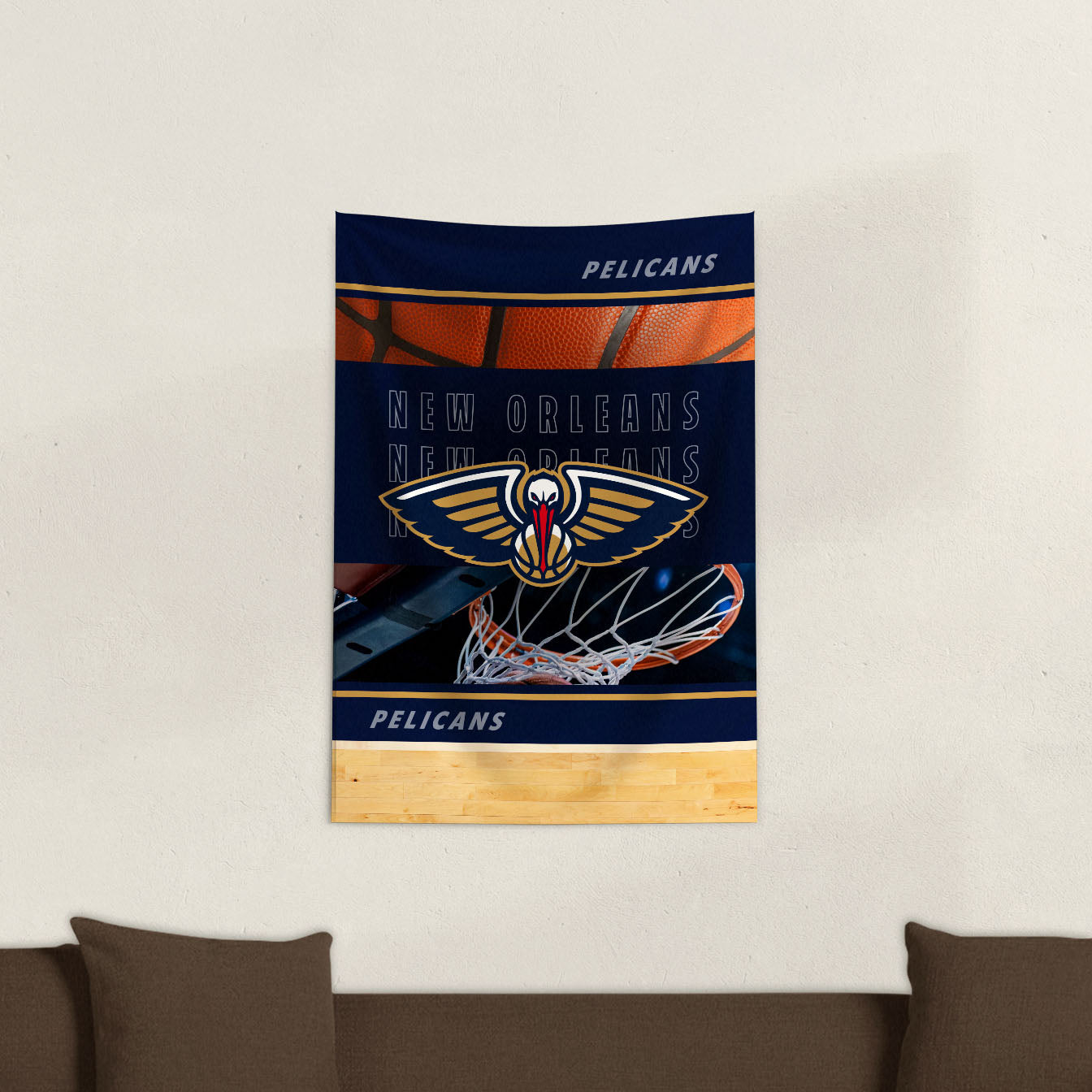New Orleans Pelicans Wall Hanging Tapestry Lifestyle