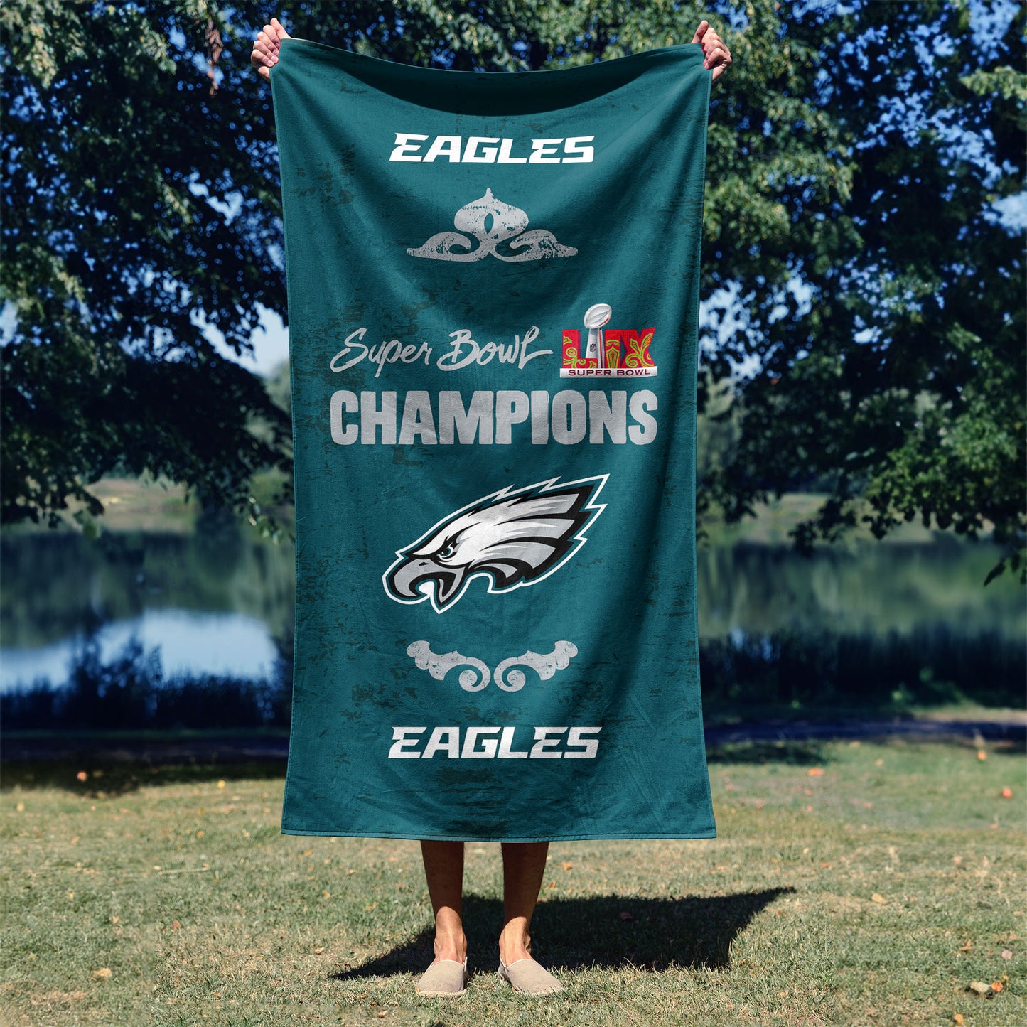 Philadelphia Eagles Super Bowl 59 Champs Beach Towel lifestyle 2