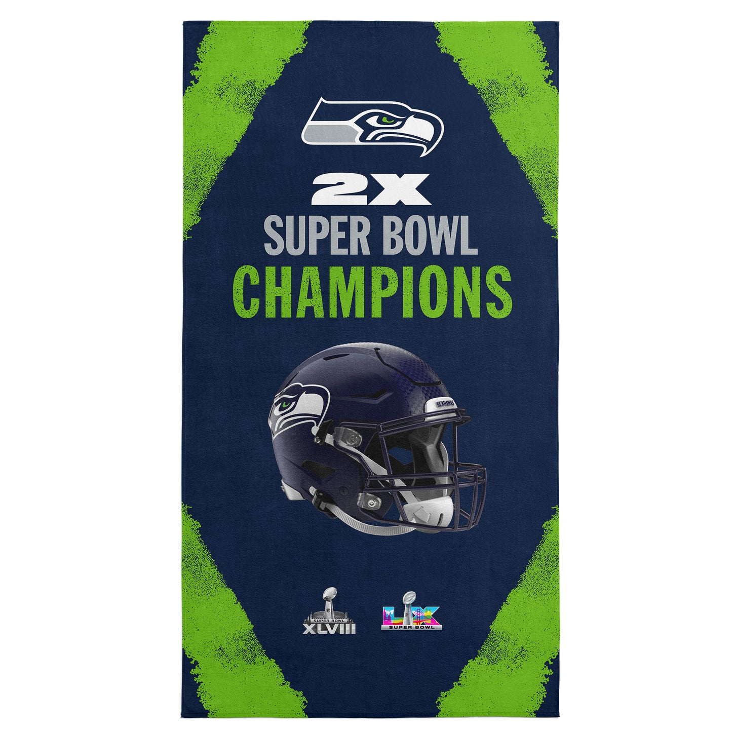 Seattle Seahawks Multi Super Bowl Champs Beach Towel