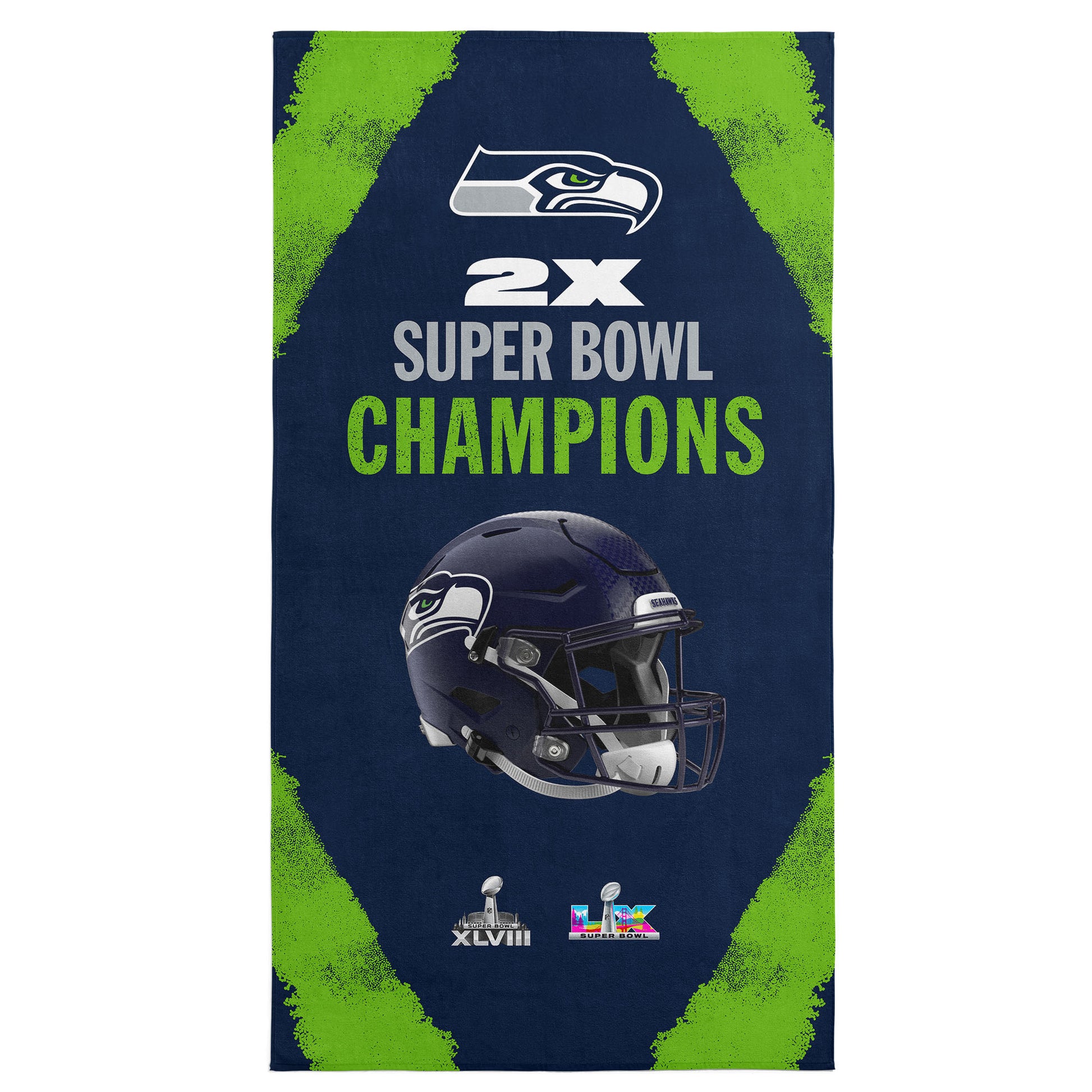 Seattle Seahawks Multi Super Bowl Champs Beach Towel