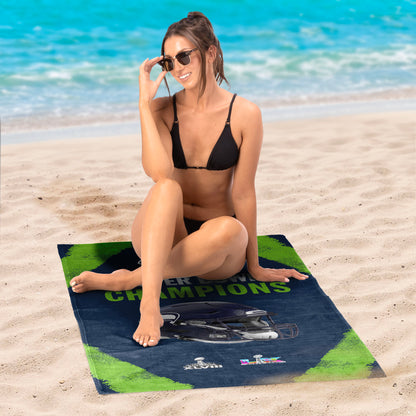 Seattle Seahawks Multi Super Bowl Champs Beach Towel Lifestyle