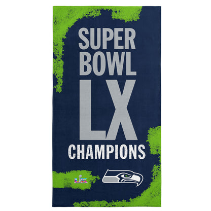 Seattle Seahawks Super Bowl 60 Champs Beach Towel