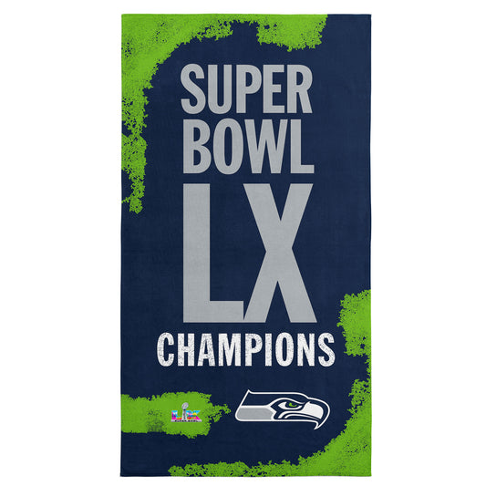 Seattle Seahawks Super Bowl 60 Champs Beach Towel