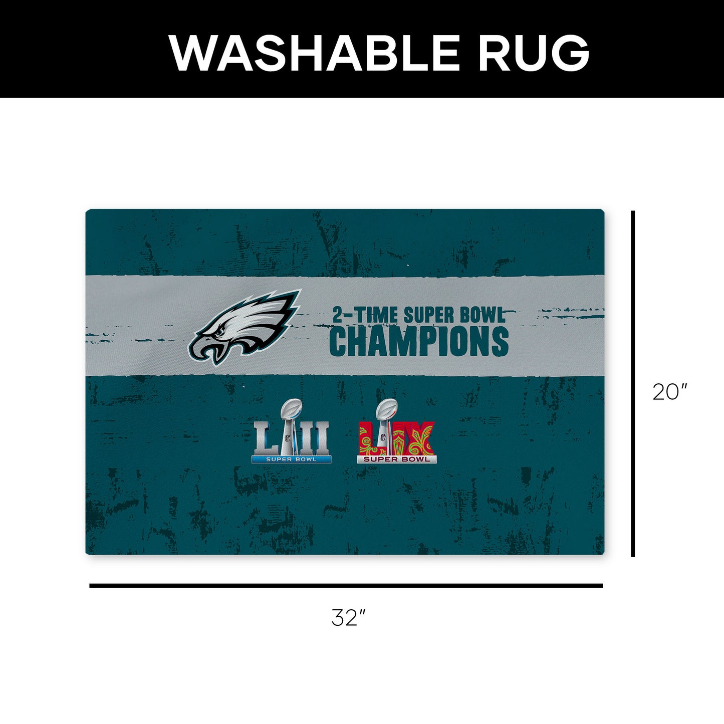 Philadelphia Eagles Multi Super Bowl Champions Small Washable Rug Dimensions