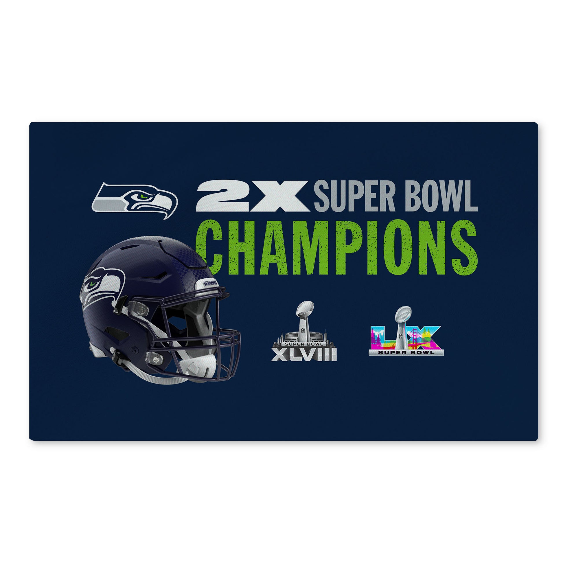 Seattle Seahawks Multiple Super Bowl Champions silk touch rug