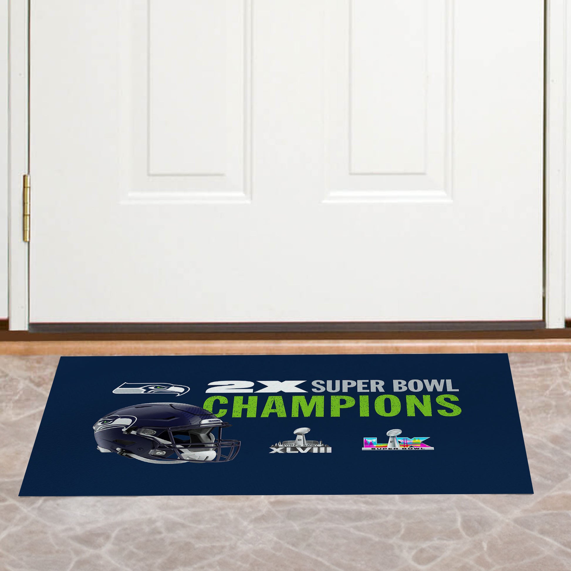 Seattle Seahawks Multiple Super Bowl Champions silk touch rug Lifestyle