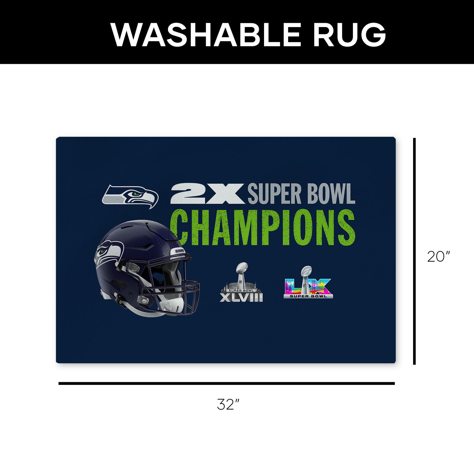 Seattle Seahawks Multiple Super Bowl Champions silk touch rug Dimensions