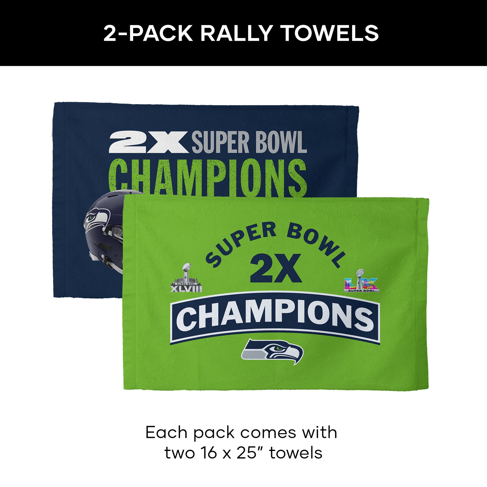 Seattle Seahawks Multi Super Bowl Champs Terrible Towels Dimensions
