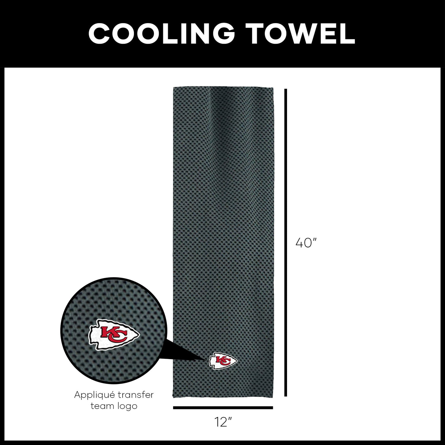 Kansas City Chiefs Cooling Workout Towel Dimensions