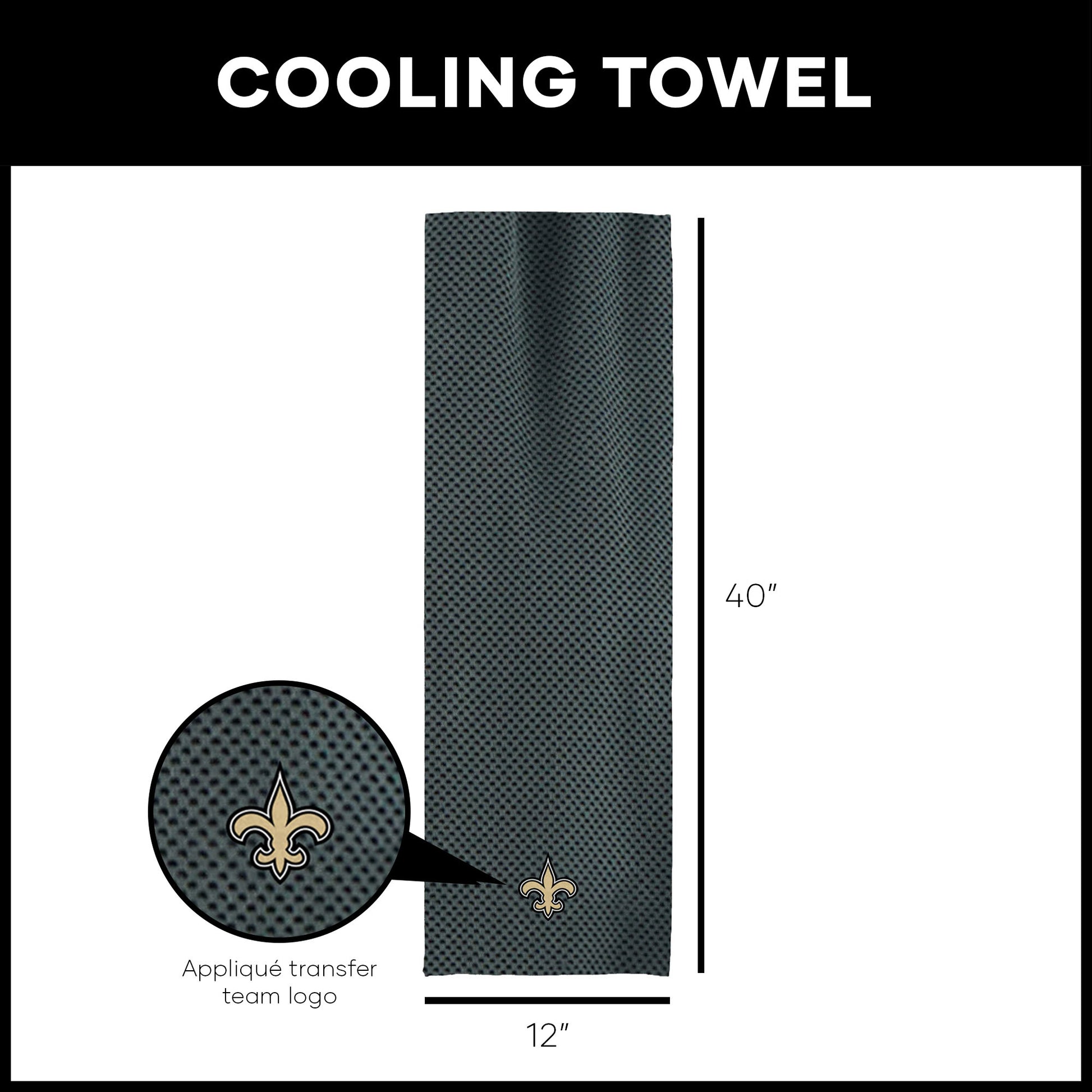 New Orleans Saints Cooling Workout Towel Dimensions