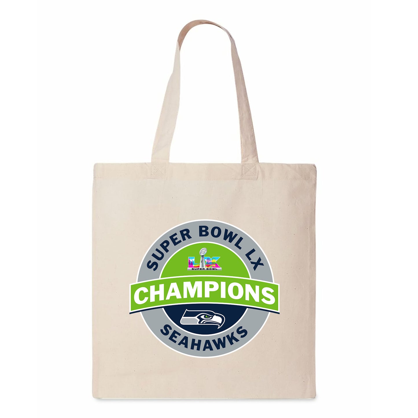 Seattle Seahawks Super Bowl 60 Champs Canvas Tote