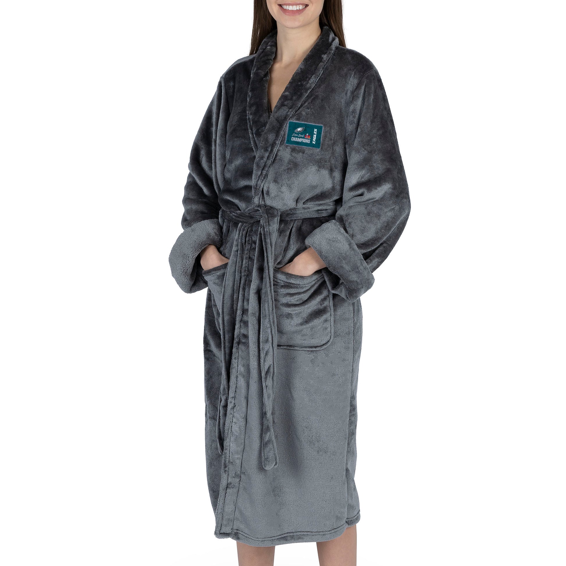 Philadelphia Eagles Super Bowl Champions silk touch charcoal bathrobe