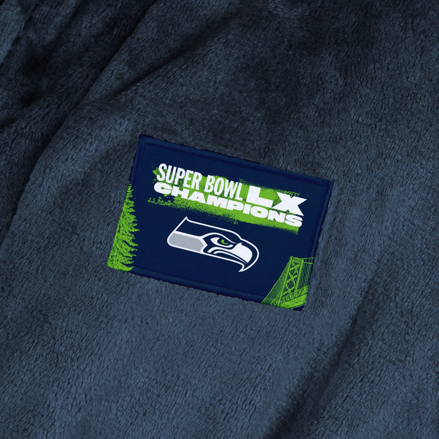 Seattle Seahawks Super Bowl Champions silk touch bathrobe logo patch