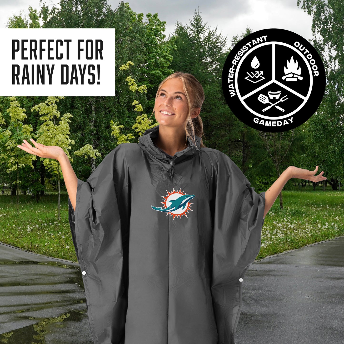 Miami Dolphins hooded rain poncho