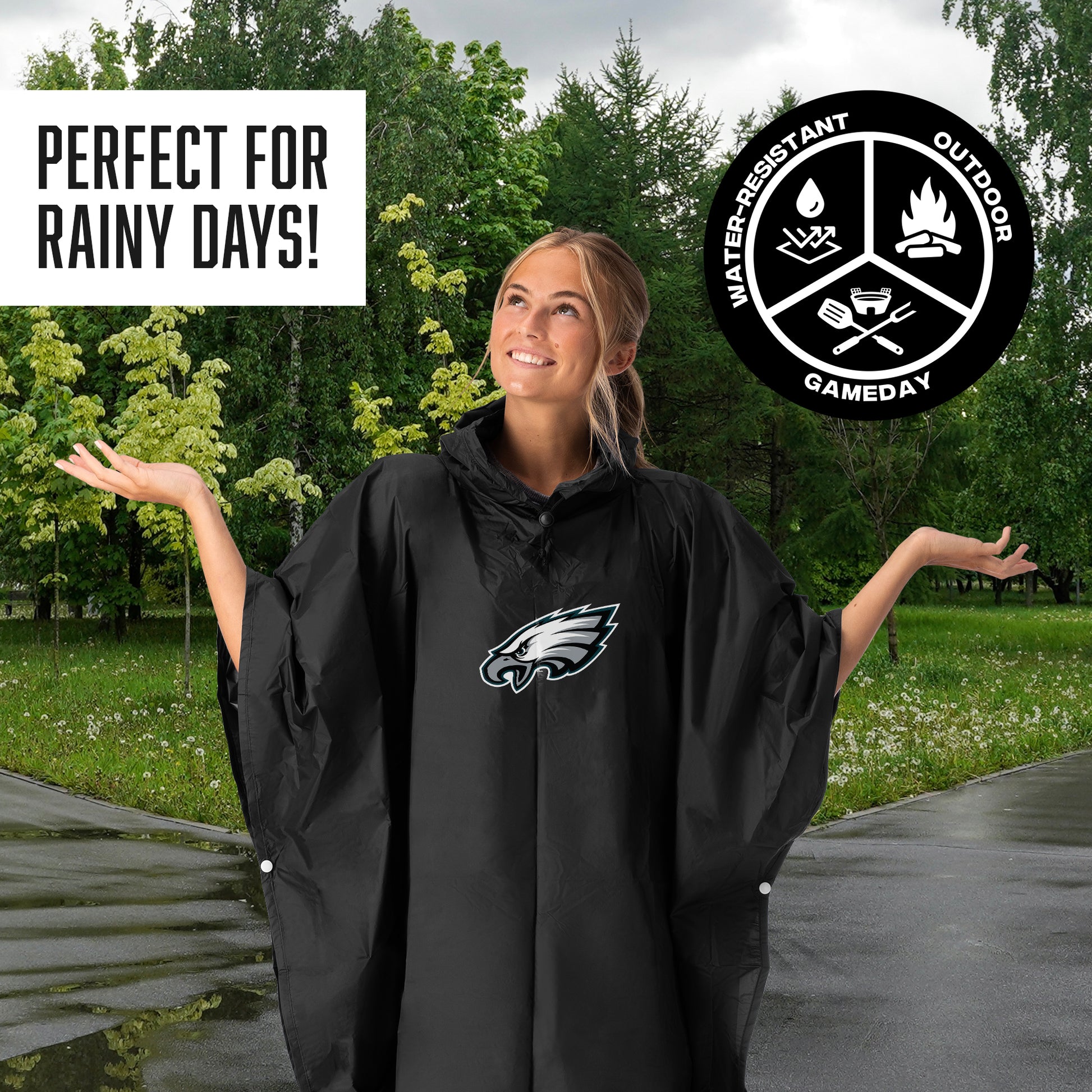 Philadelphia Eagles hooded rain poncho