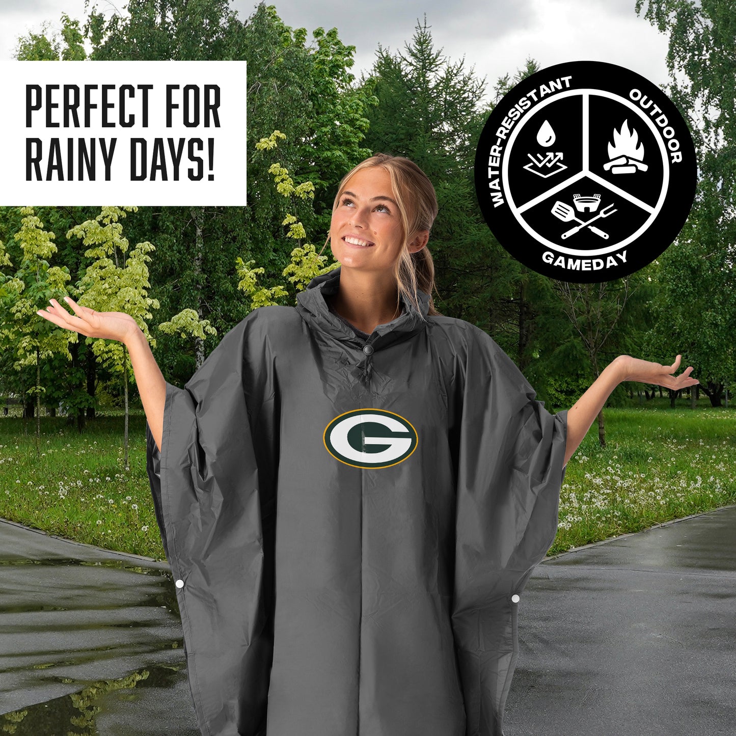 Green Bay Packers hooded rain poncho