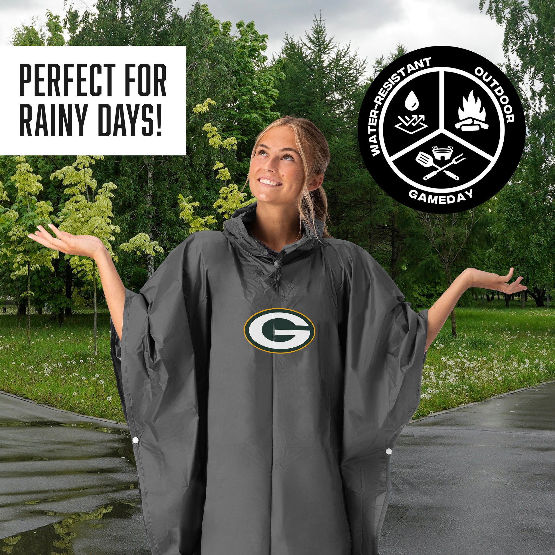 Green Bay Packers hooded rain poncho