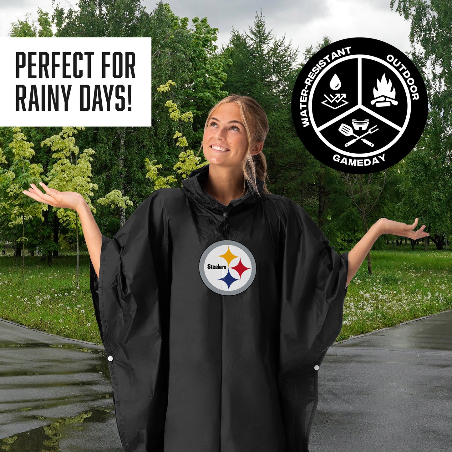 Pittsburgh Steelers hooded rain poncho