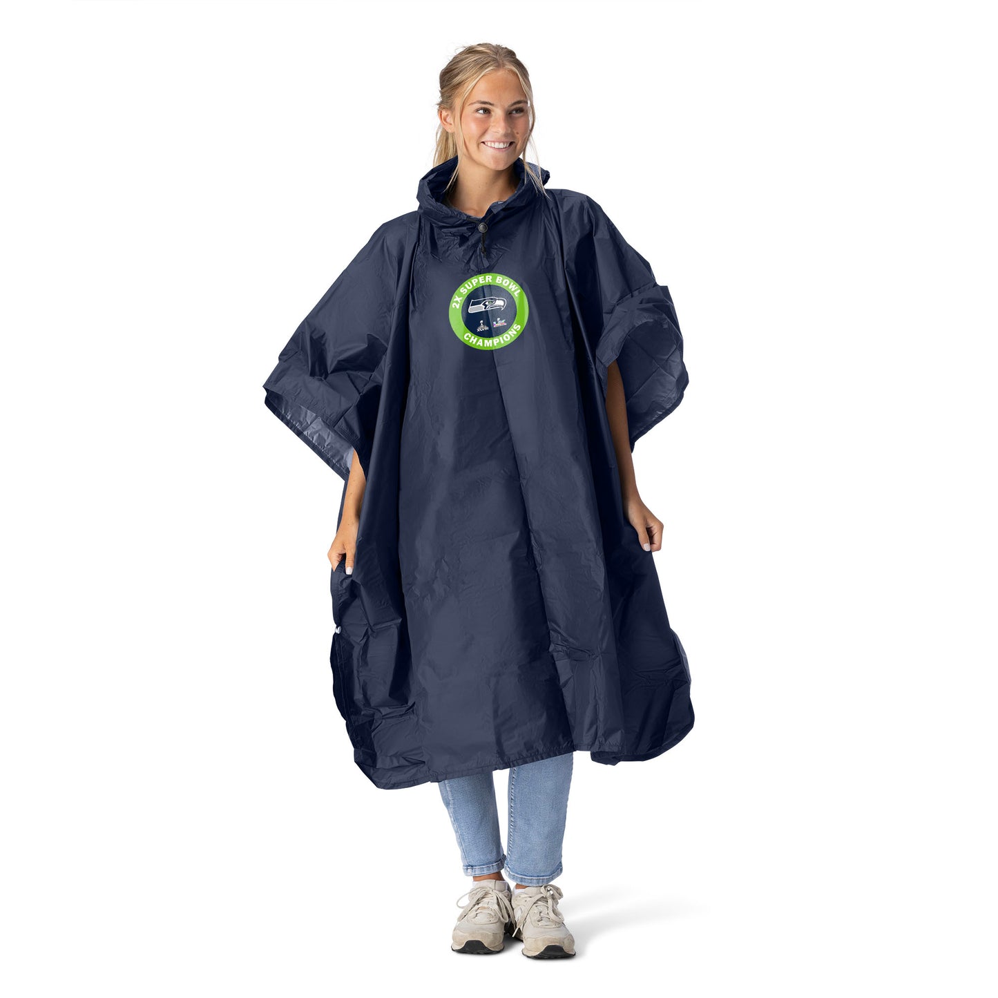 Seattle Seahawks Multi Super Bowl Champs Rain Poncho