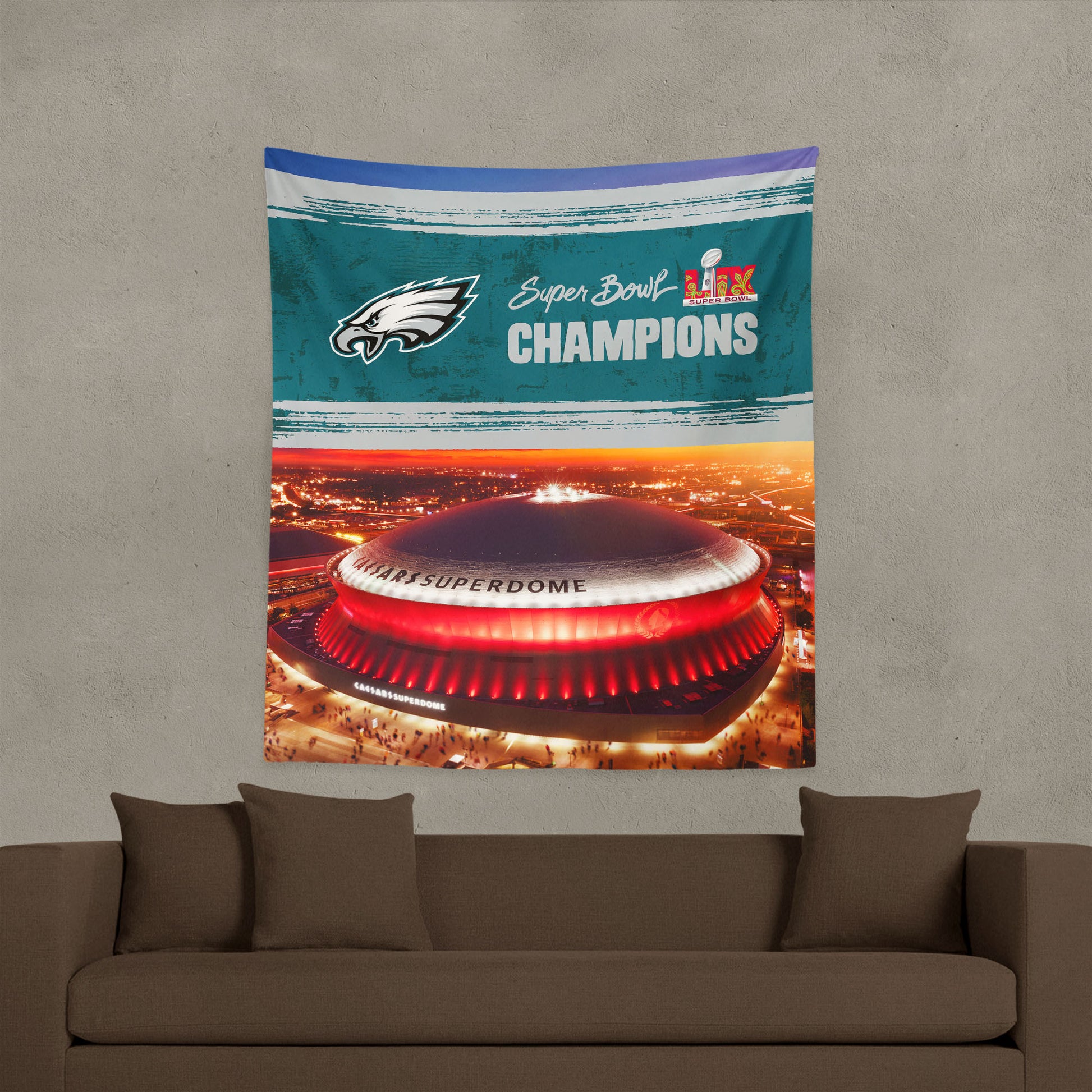 Philadelphia Eagles Super Bowl Champs Large Wall Hanging Lifestyle