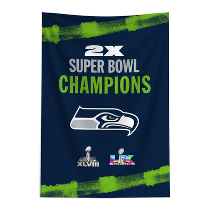 Seattle Seahawks 2 time Super Bowl Champs Tapestry