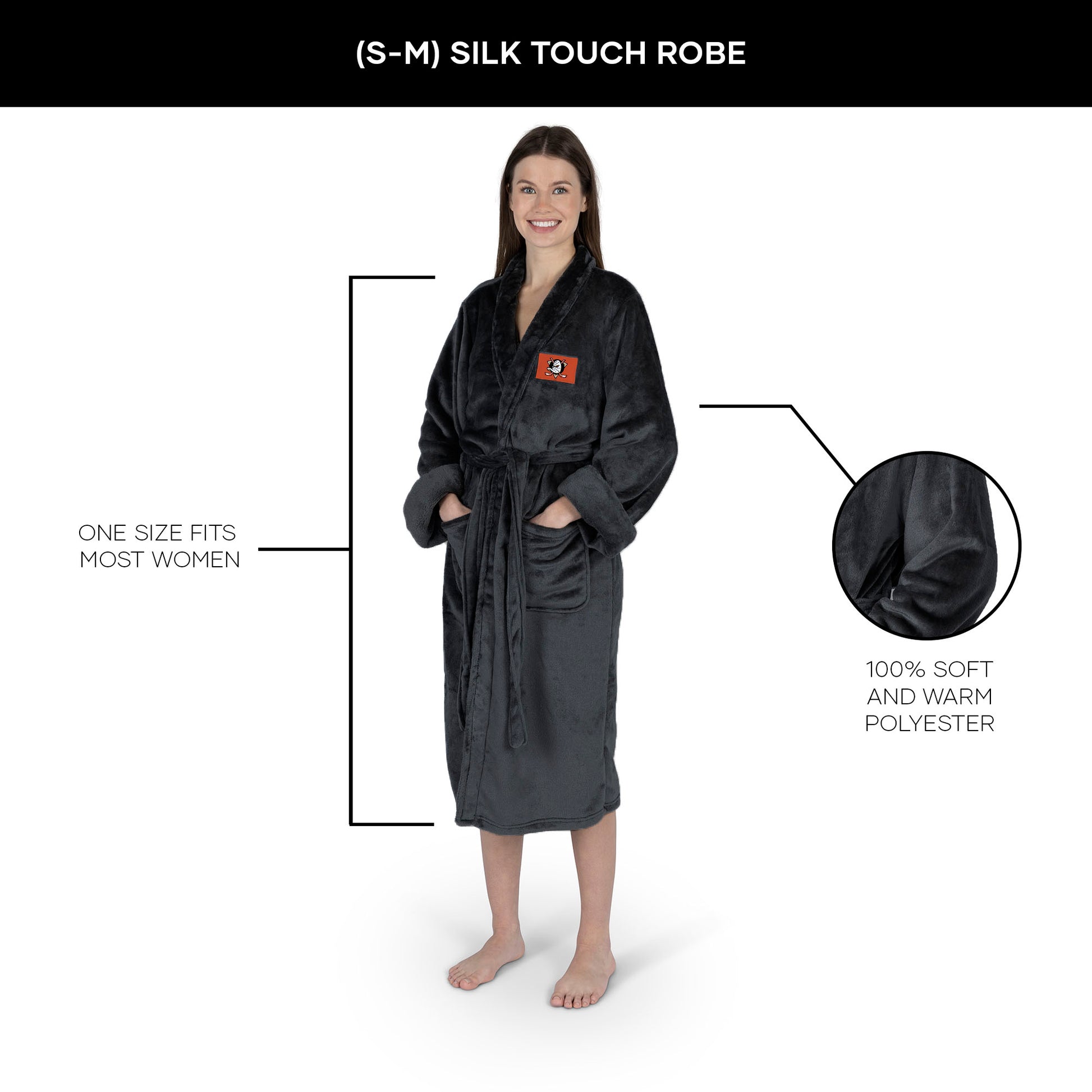 Anaheim Ducks Womens SHERPA bathrobe dimensions