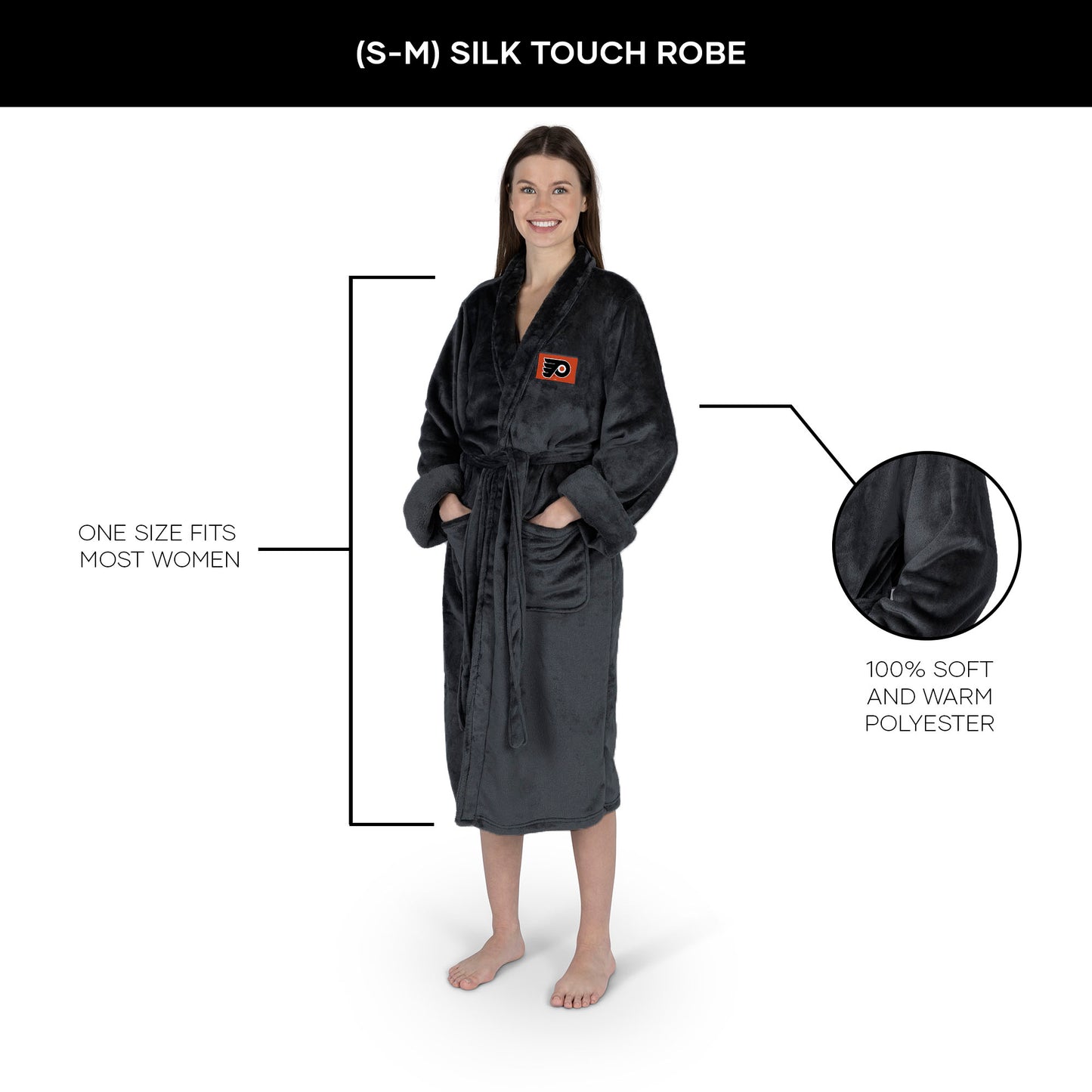 Philadelphia Flyers Womens SHERPA bathrobe dimensions
