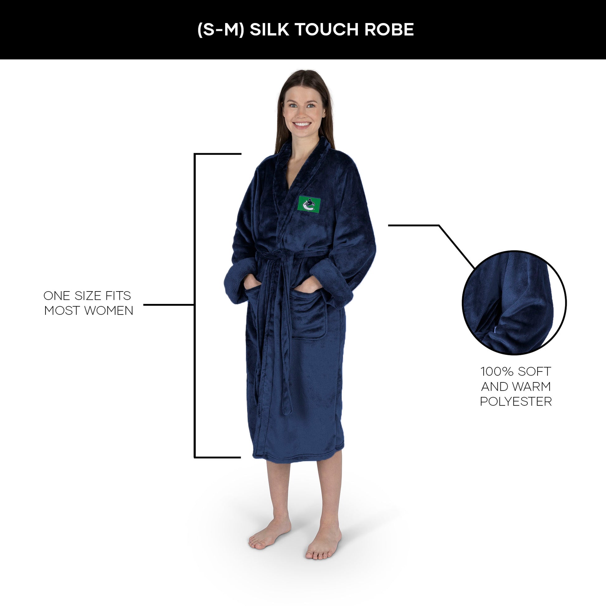 Vancouver Canucks Womens SHERPA bathrobe dimensions