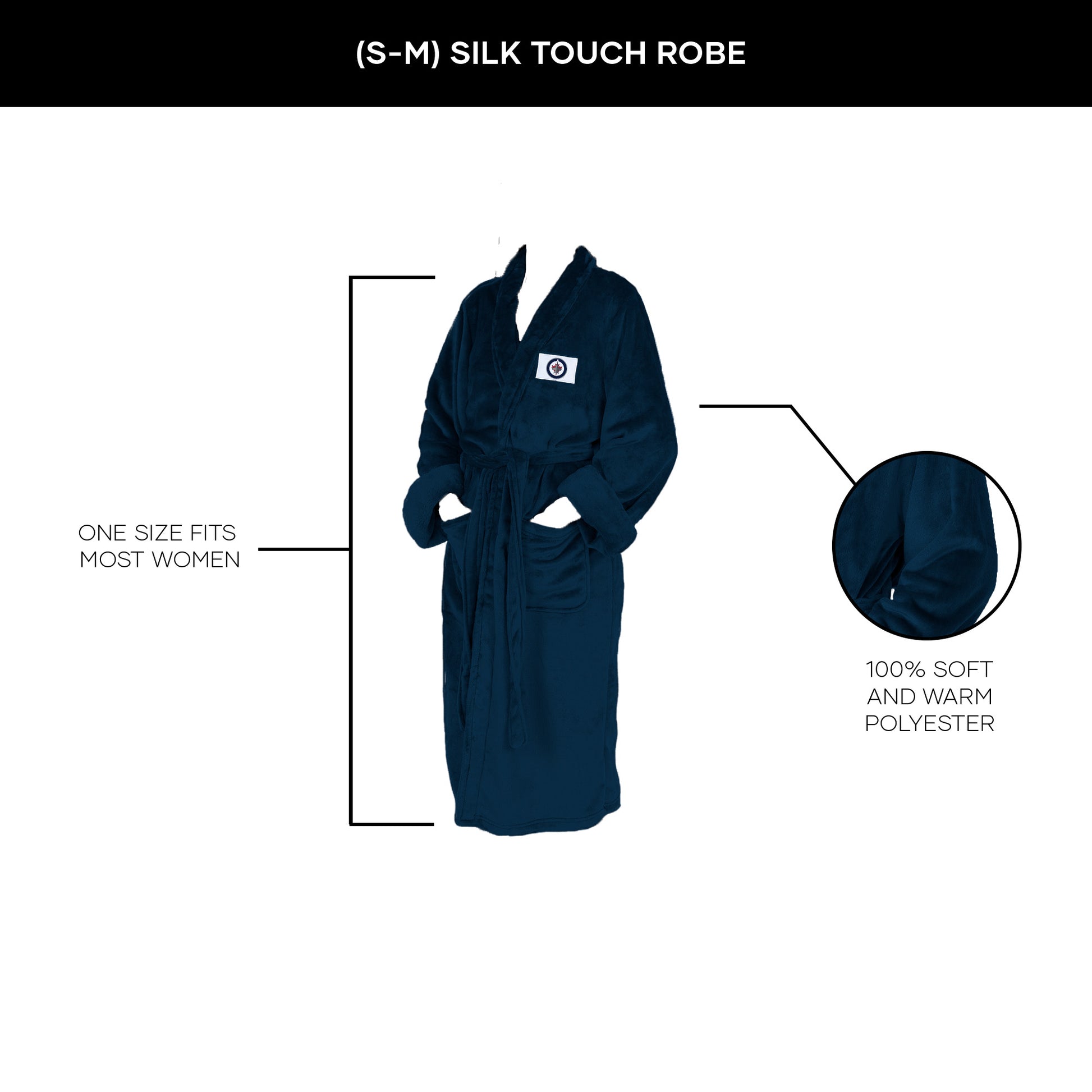 Winnipeg Jets Womens SHERPA bathrobe dimensions