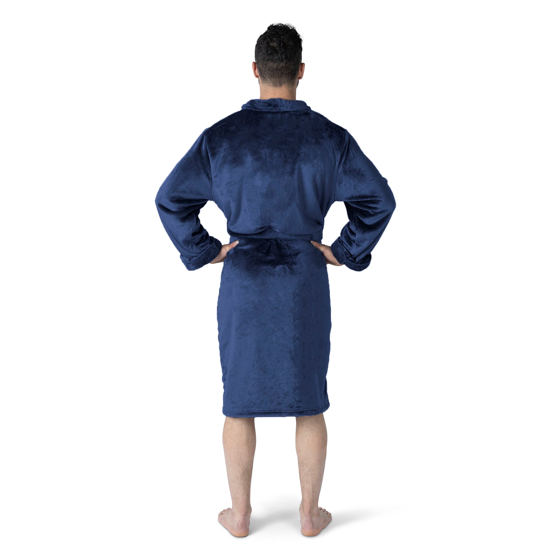 Columbus Blue Jackets silk touch team color bathrobe Back