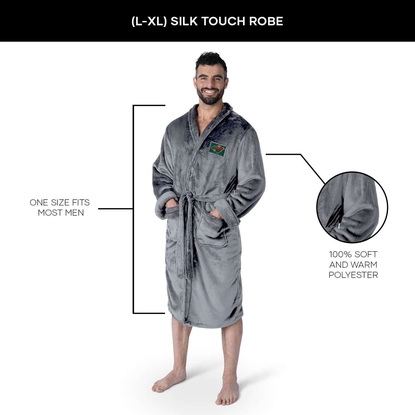 Minnesota Wild silk touch team color bathrobe dimensions