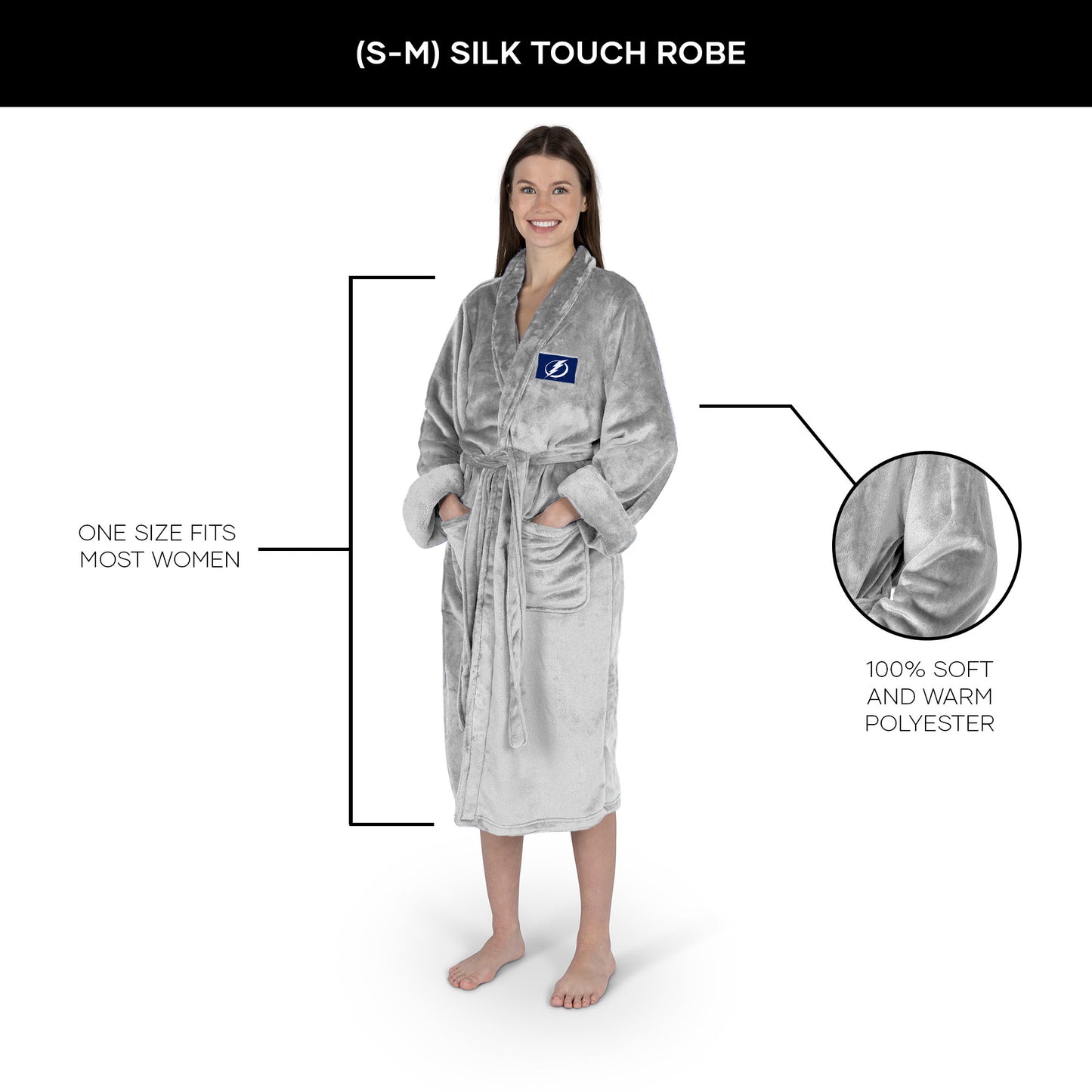 Tampa Bay Lightning Womens SHERPA bathrobe patch dimensions