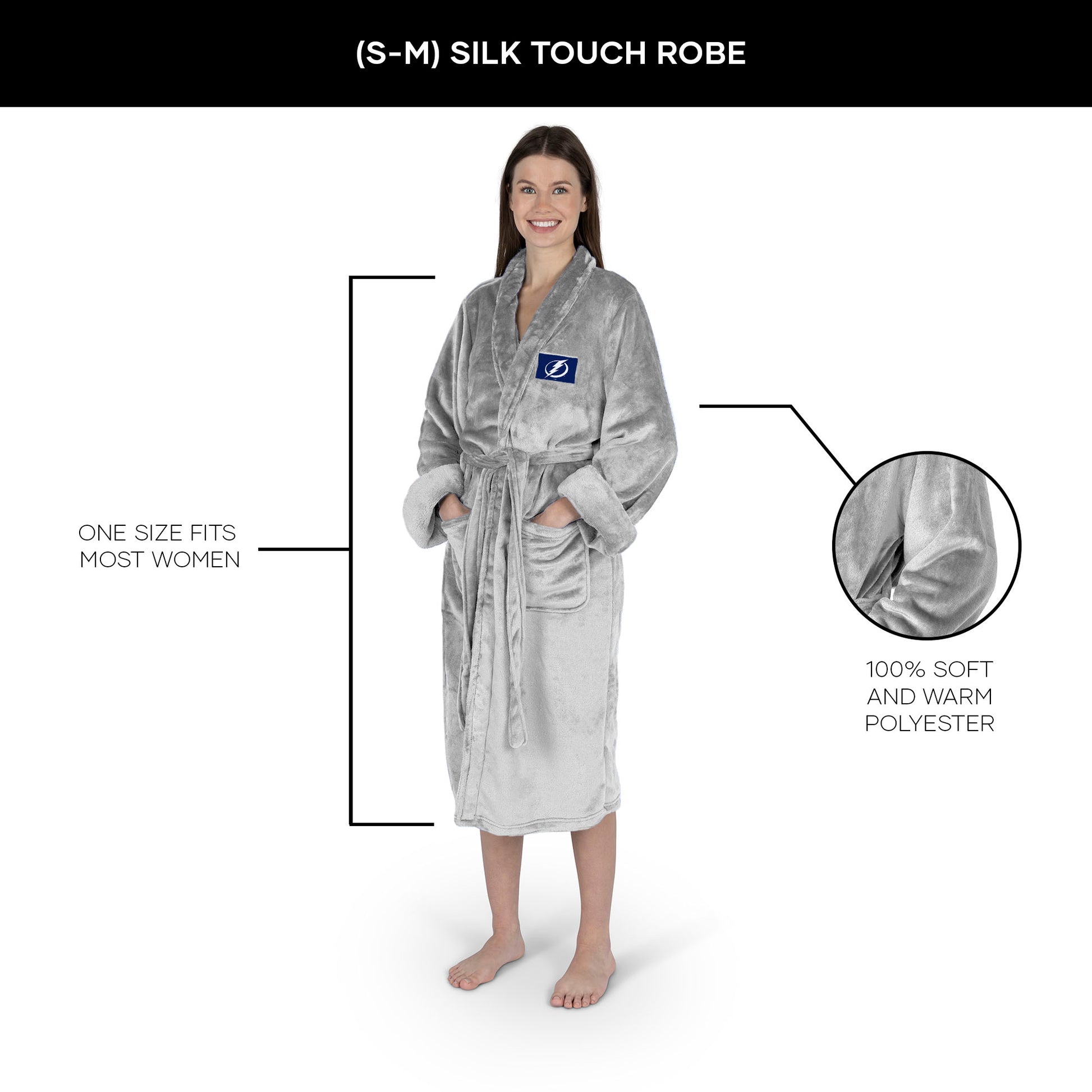 Tampa Bay Lightning Womens SHERPA bathrobe patch dimensions