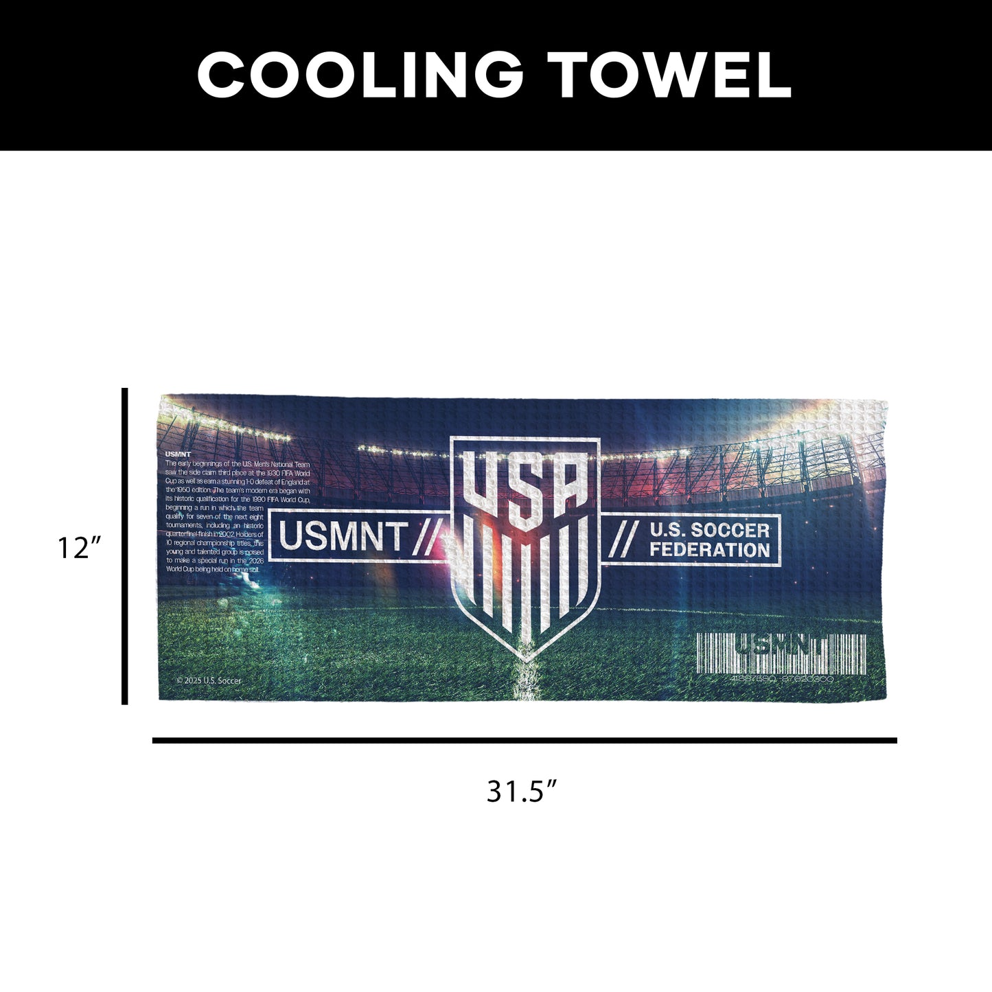 US Soccer Sweat Absorbing Towel Dimensions