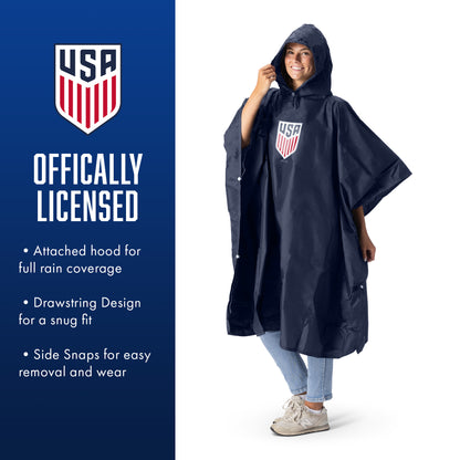 US Soccer rain poncho with carrying pouch