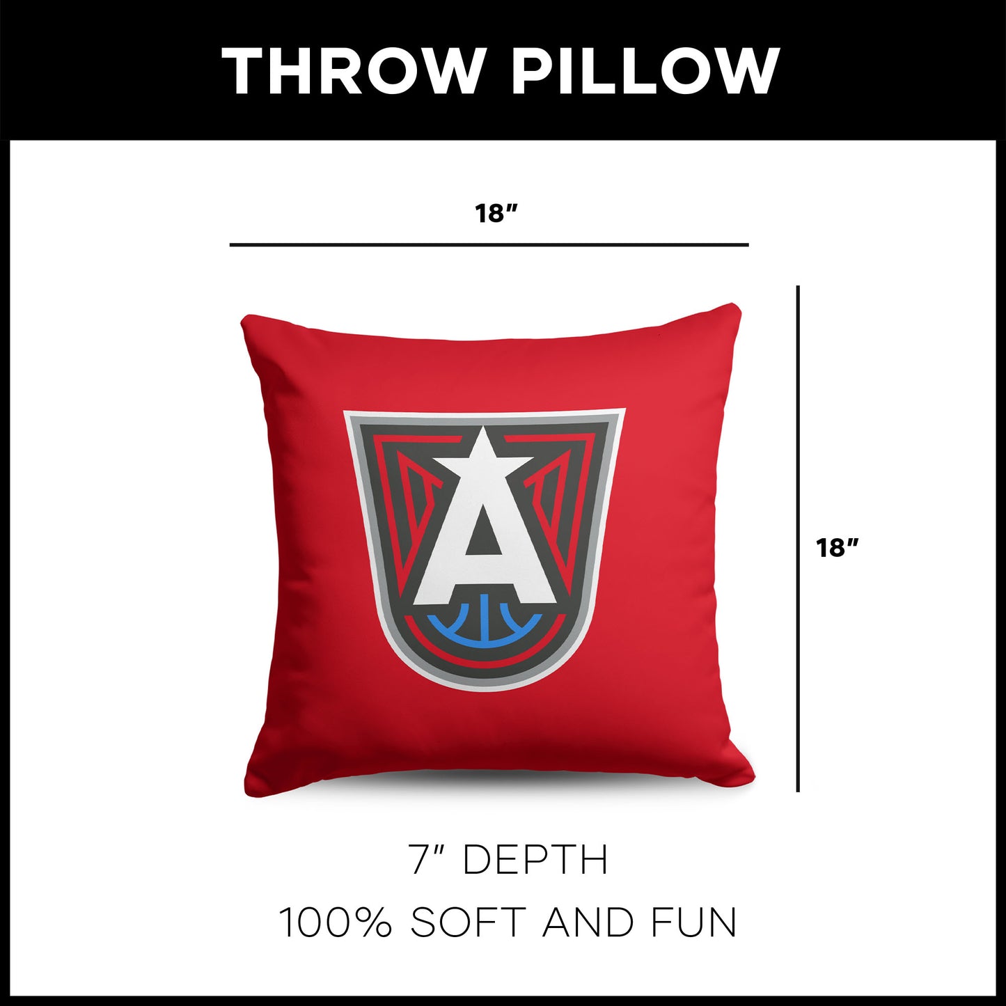 Atlanta Dream WNBA Throw Pillow dimensions