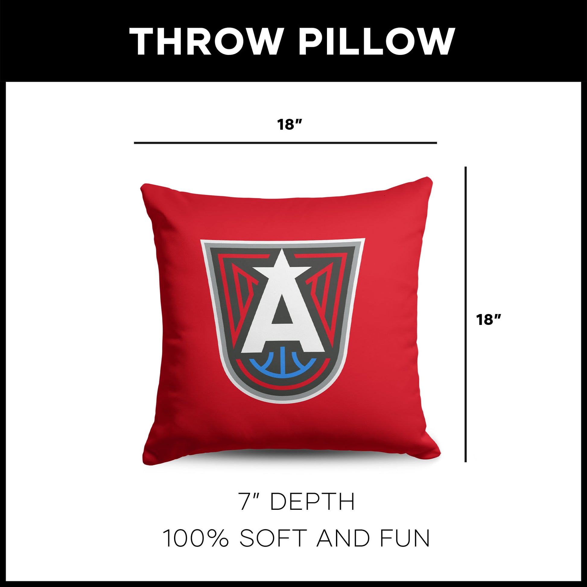 Atlanta Dream WNBA Throw Pillow dimensions