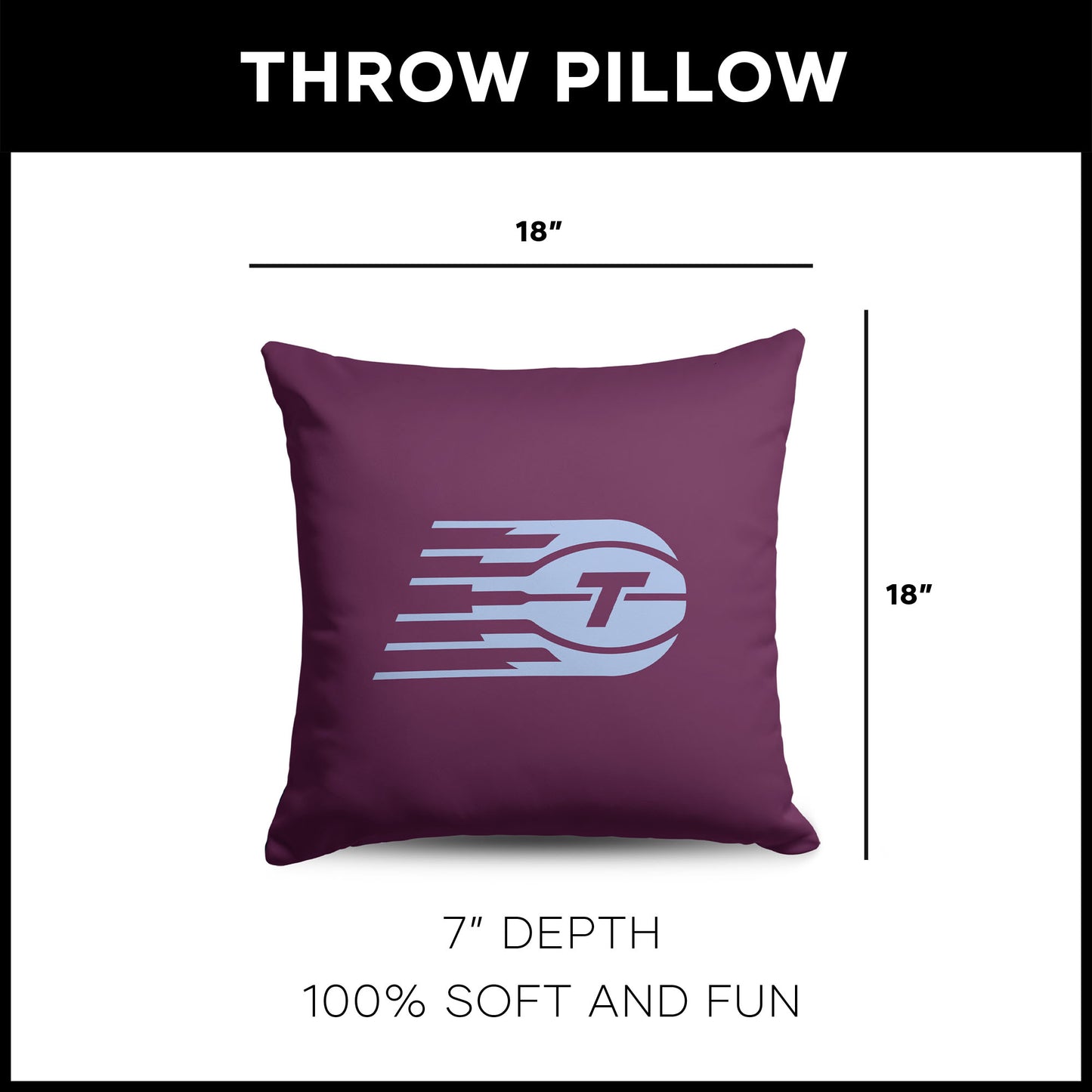 Toronto Tempo WNBA Throw Pillow dimensions