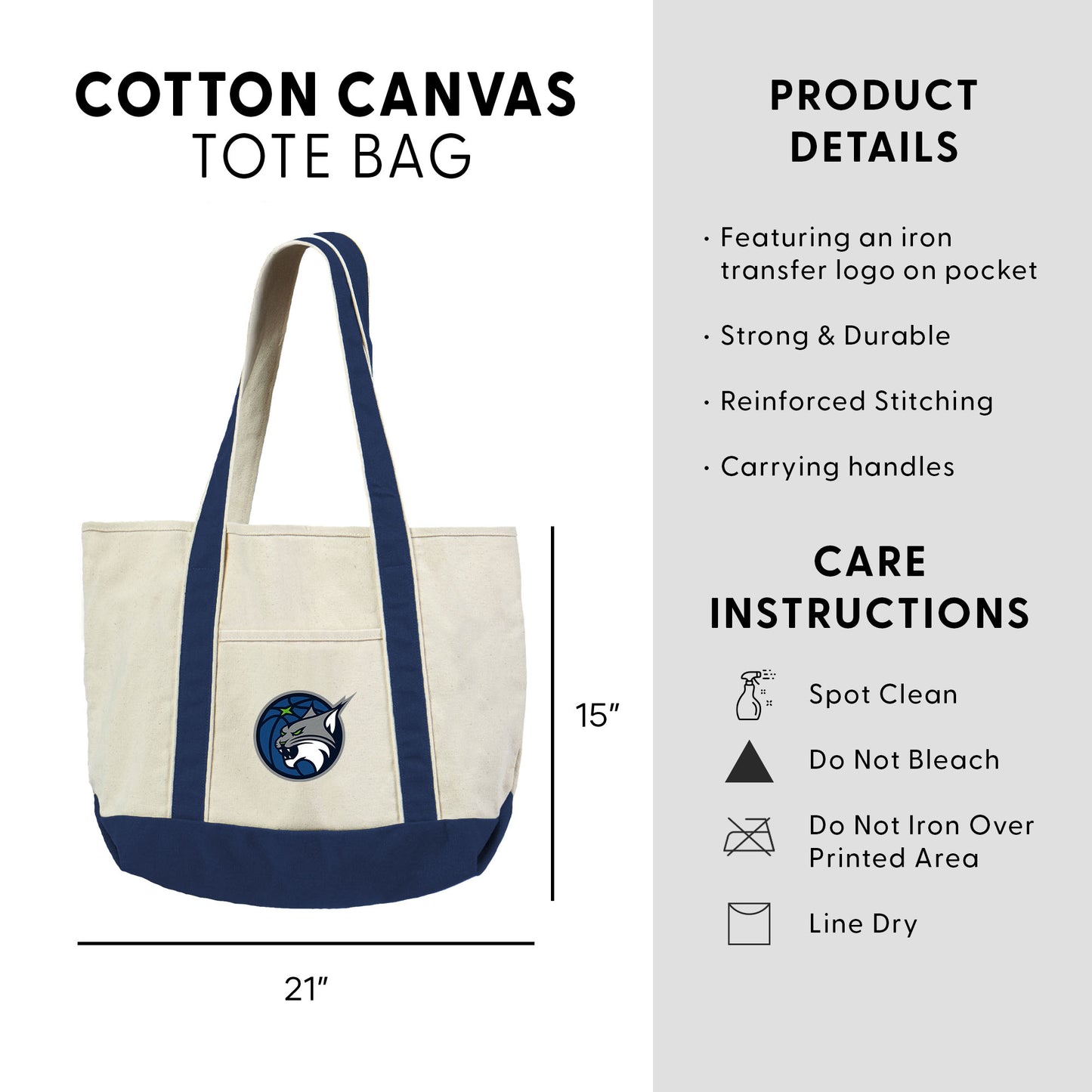 Minnesota Lynx Logo Canvas Tote Dimensions