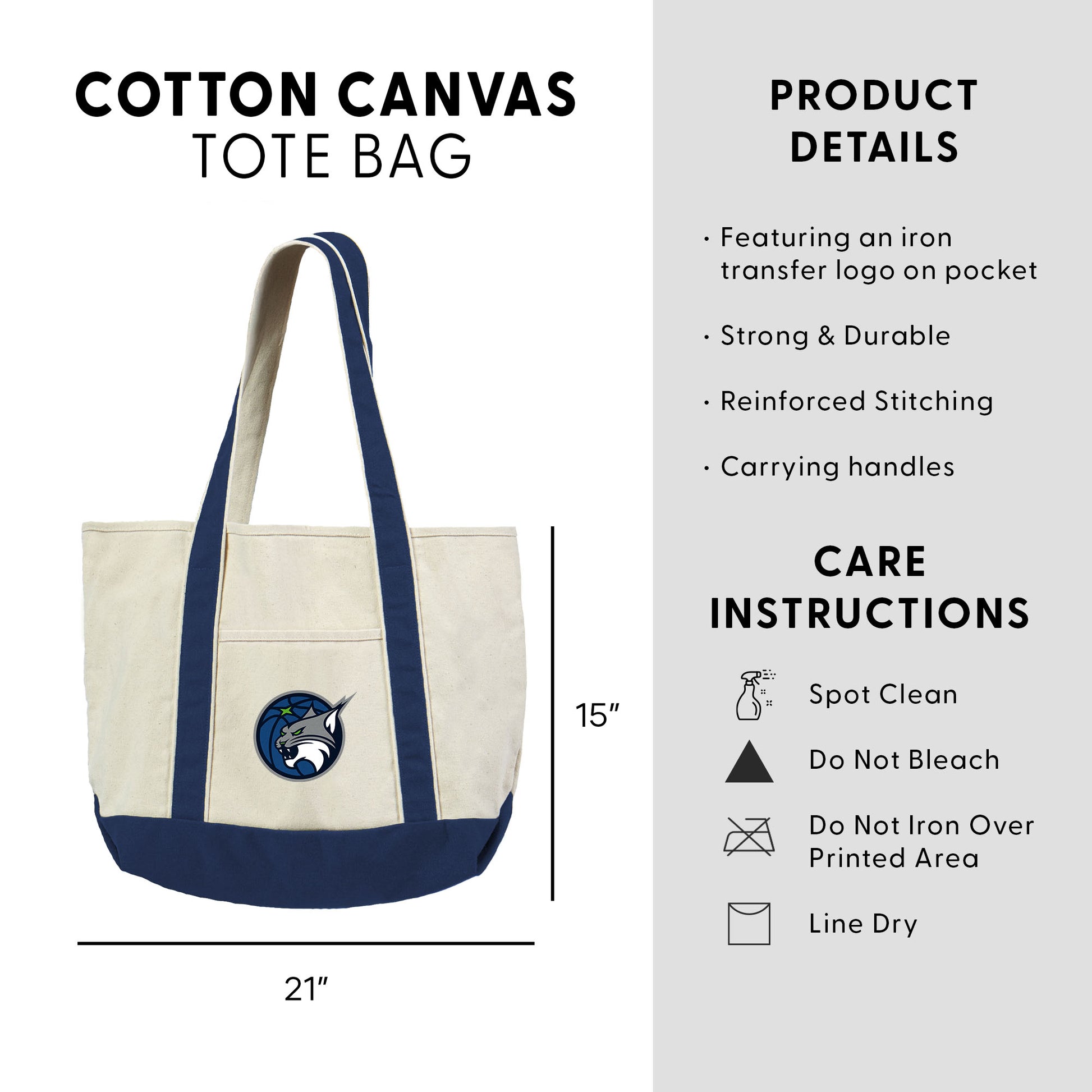 Minnesota Lynx Logo Canvas Tote Dimensions
